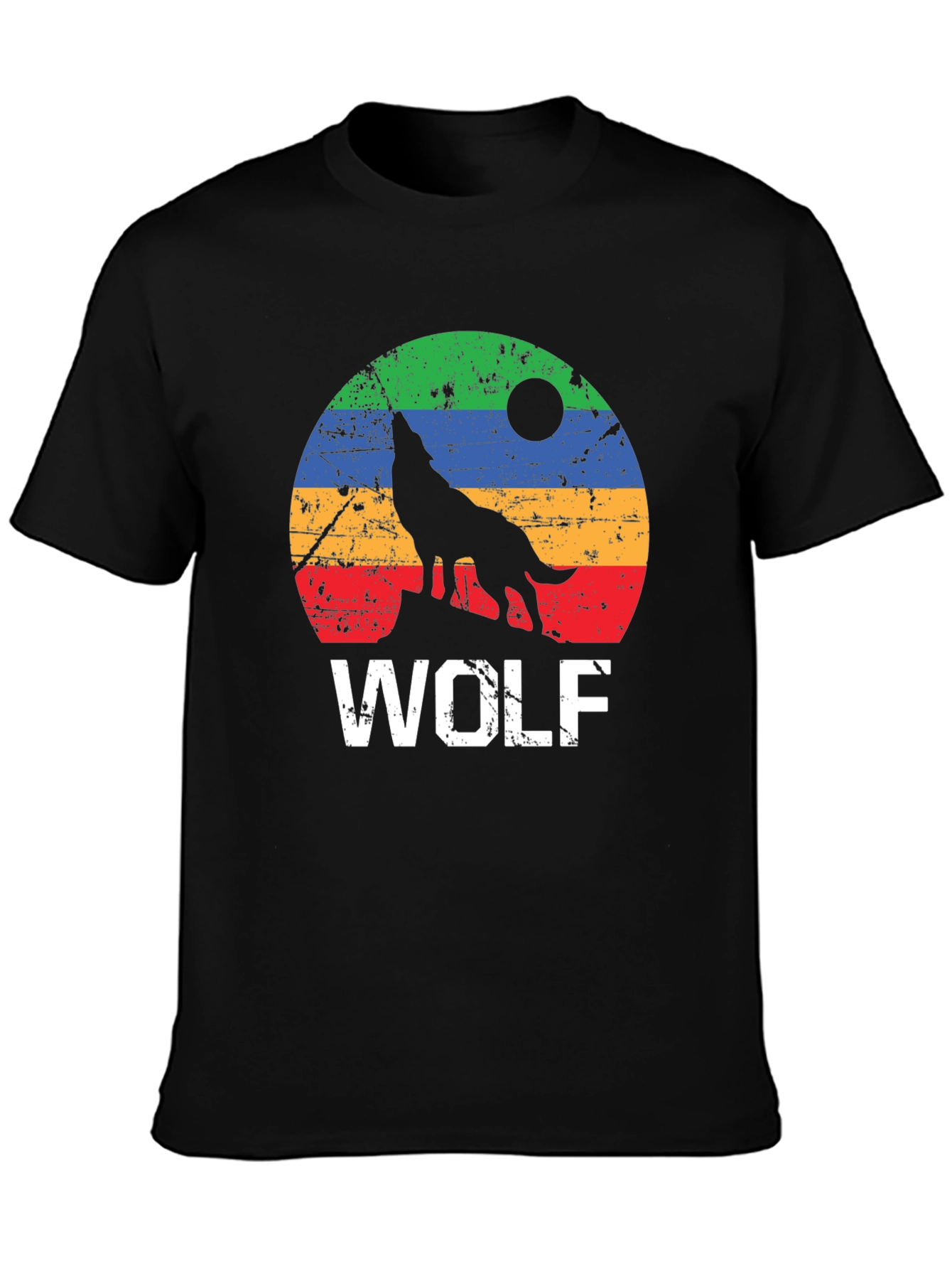 Retro Wolf Graphic Tee - Distressed Print