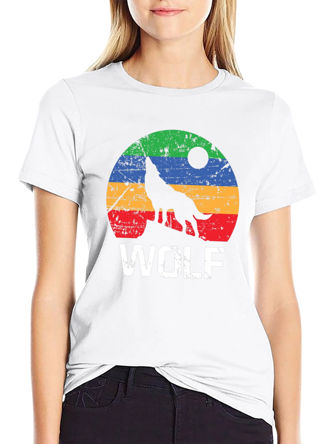 Retro Wolf Graphic Tee - Distressed Print