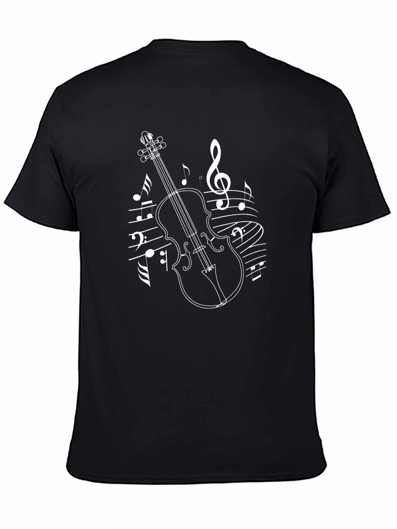 Musical Violin Graphic Tee - Black Cotton T-Shirt