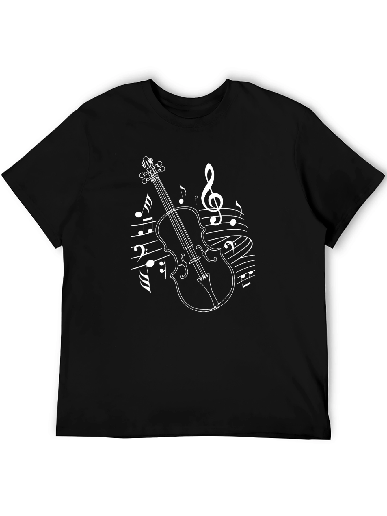 Musical Violin Graphic Tee - Black Cotton T-Shirt