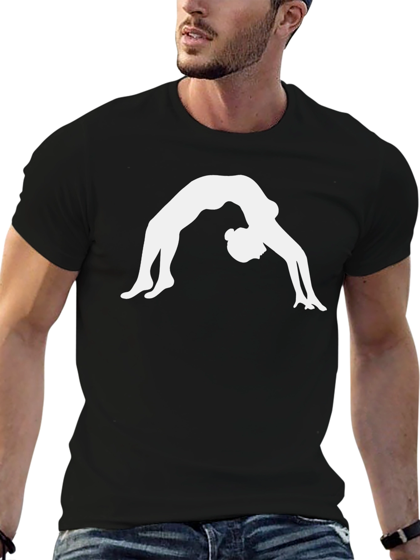 Yoga Pose Graphic Tee - Black Cotton Blend