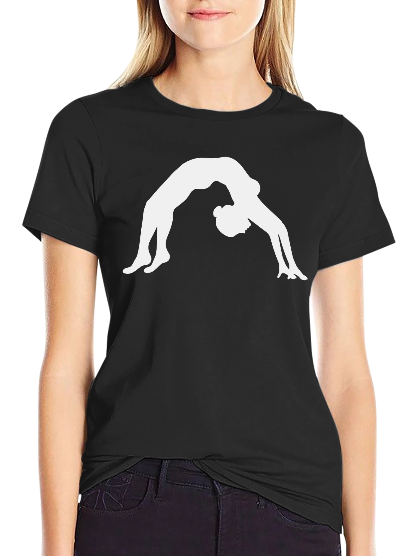 Yoga Pose Graphic Tee - Black Cotton Blend
