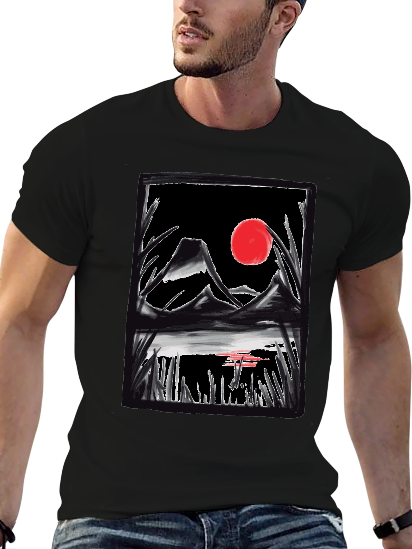 Japanese Art T-Shirt - Mountain Sunset