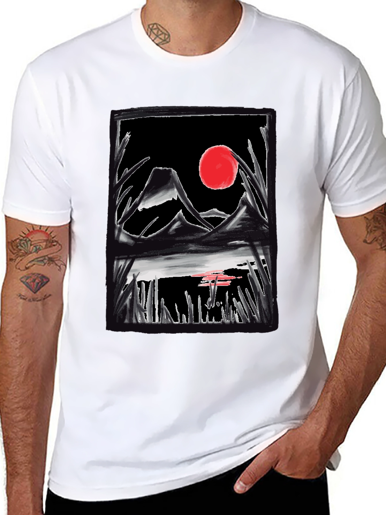 Japanese Art T-Shirt - Mountain Sunset