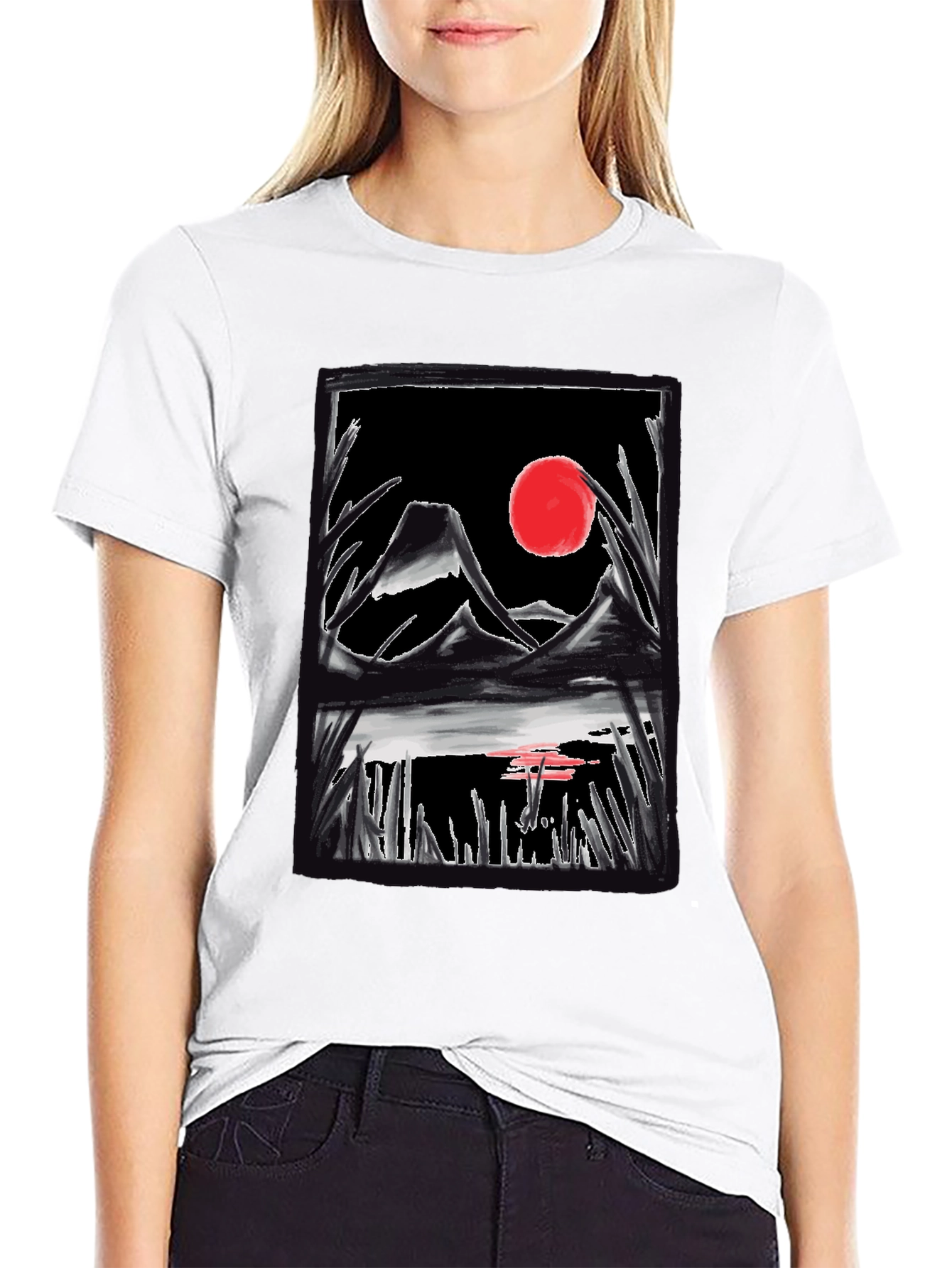 Japanese Art T-Shirt - Mountain Sunset