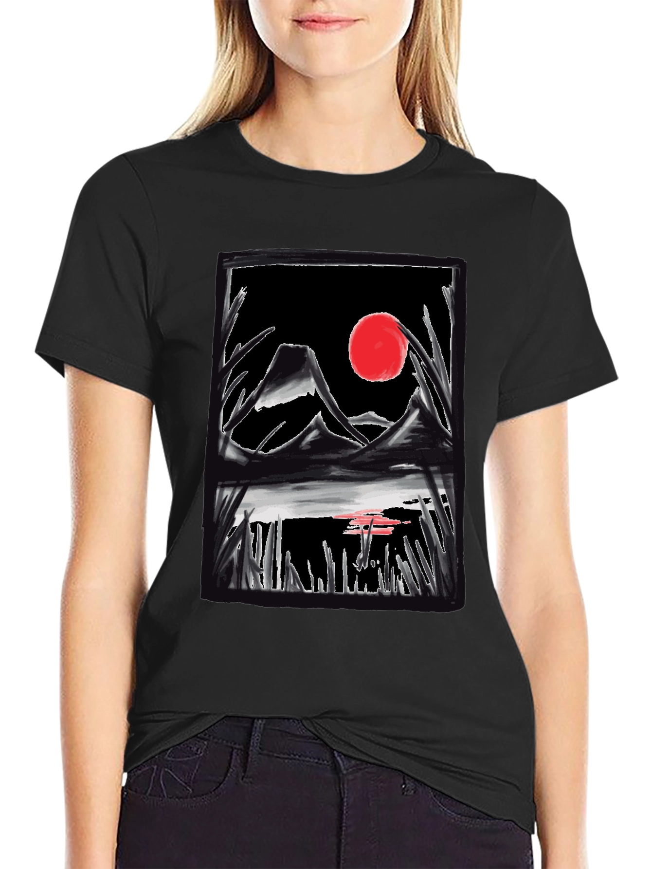Japanese Art T-Shirt - Mountain Sunset