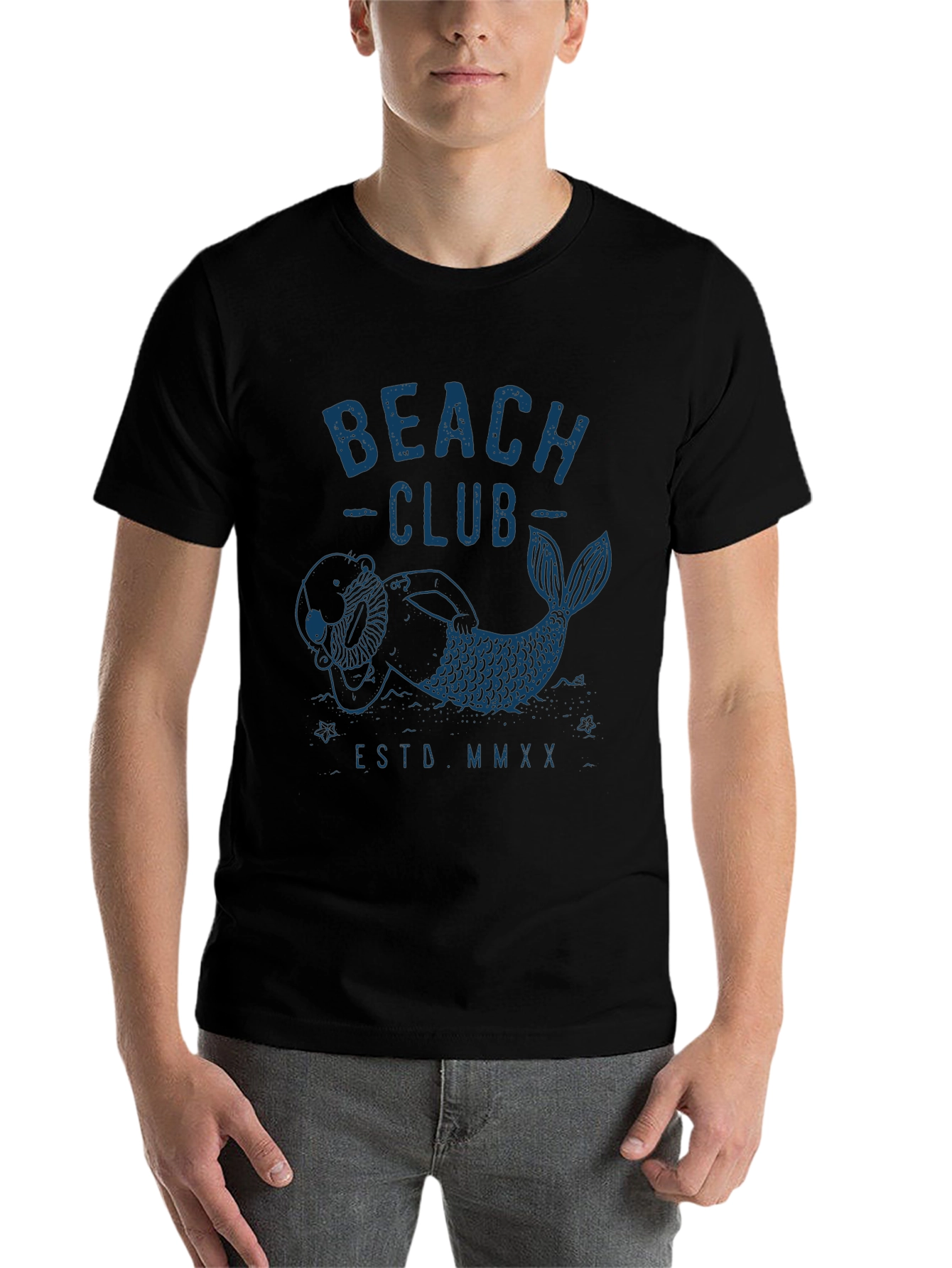 Mens Black Beach Club Graphic T-Shirt