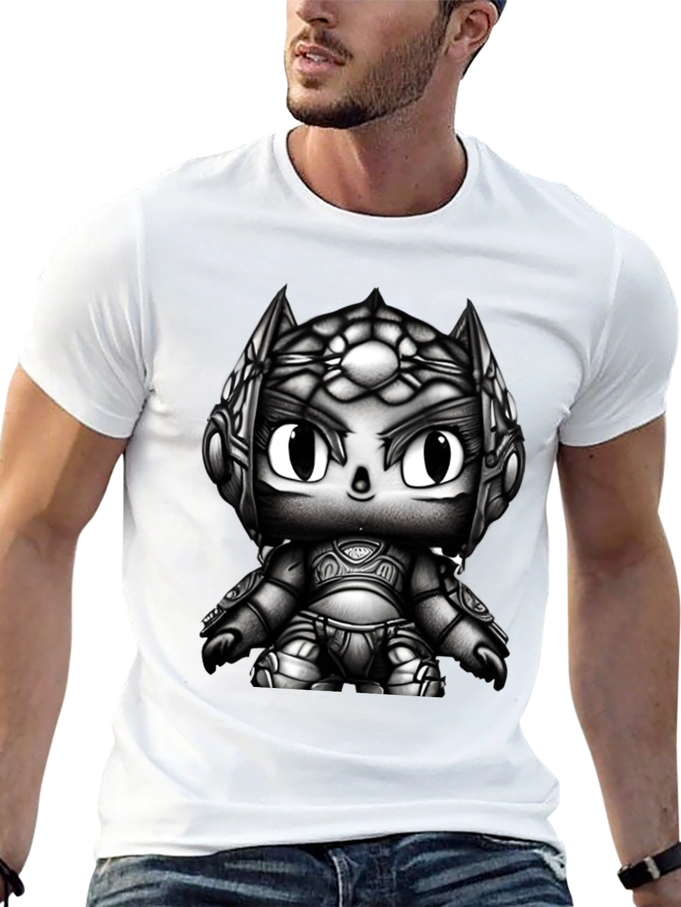Dark Warrior Cartoon Black T-Shirt