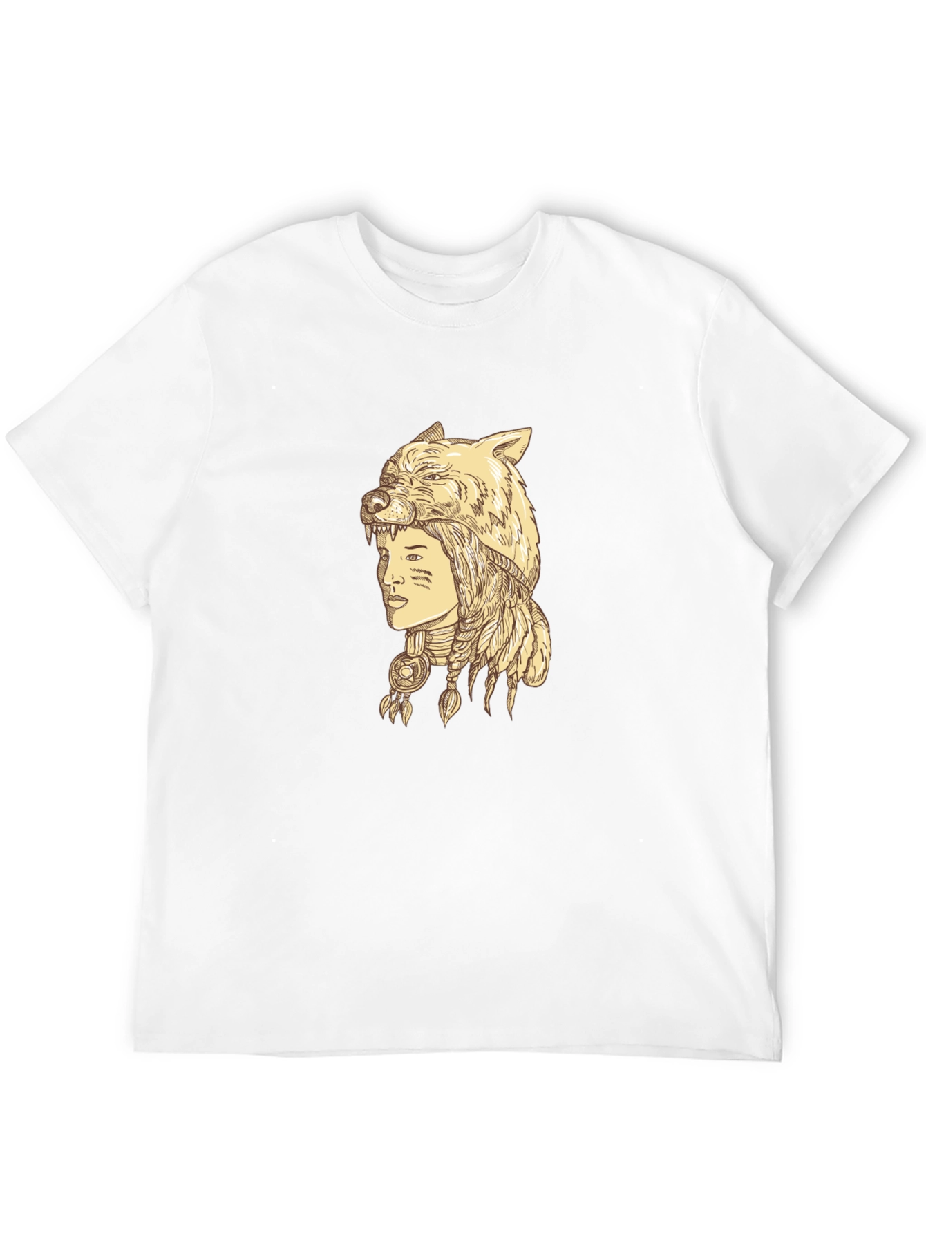 Wolf Headdress Graphic Tee - Unisex Black T-Shirt