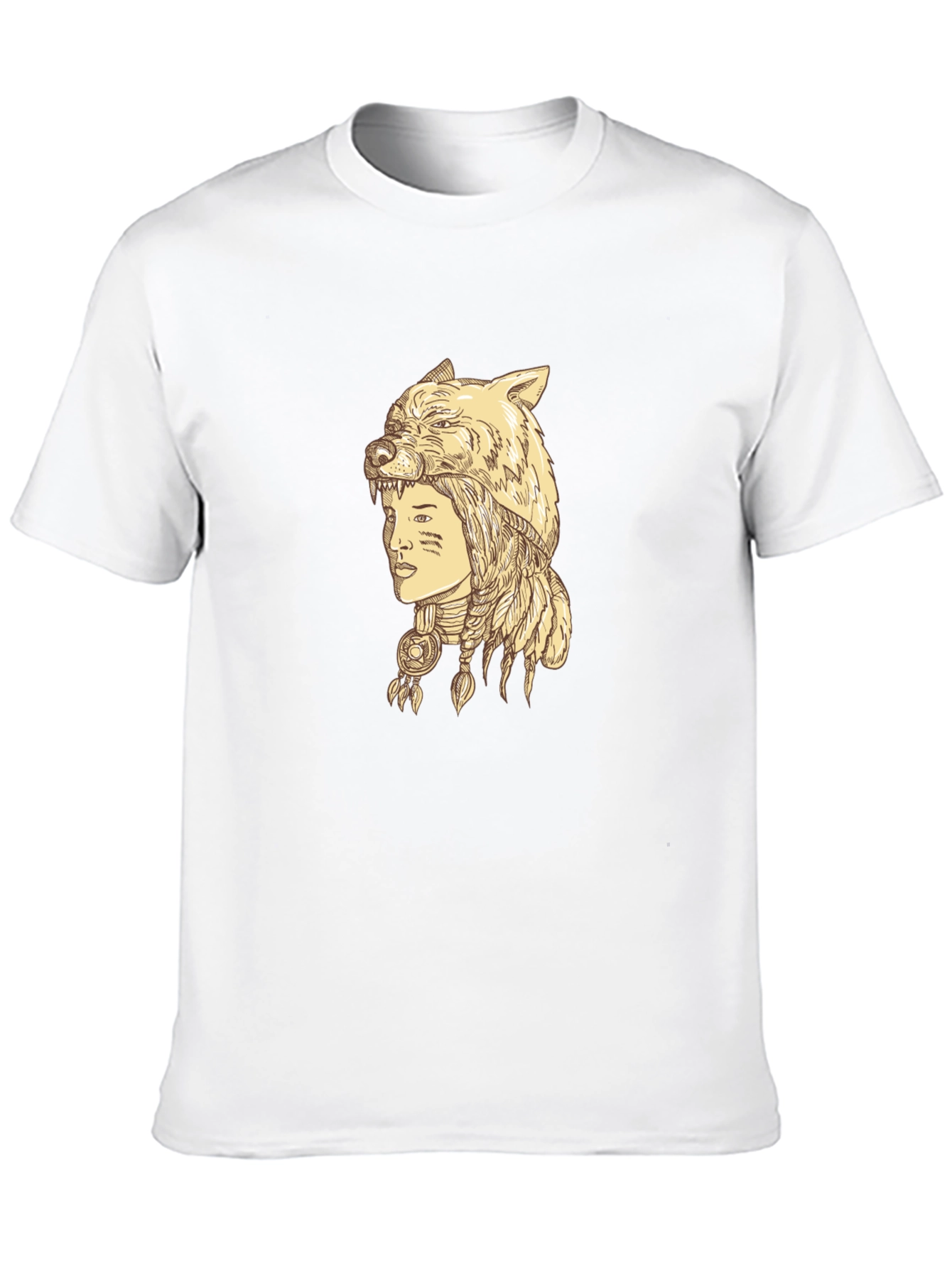 Wolf Headdress Graphic Tee - Unisex Black T-Shirt