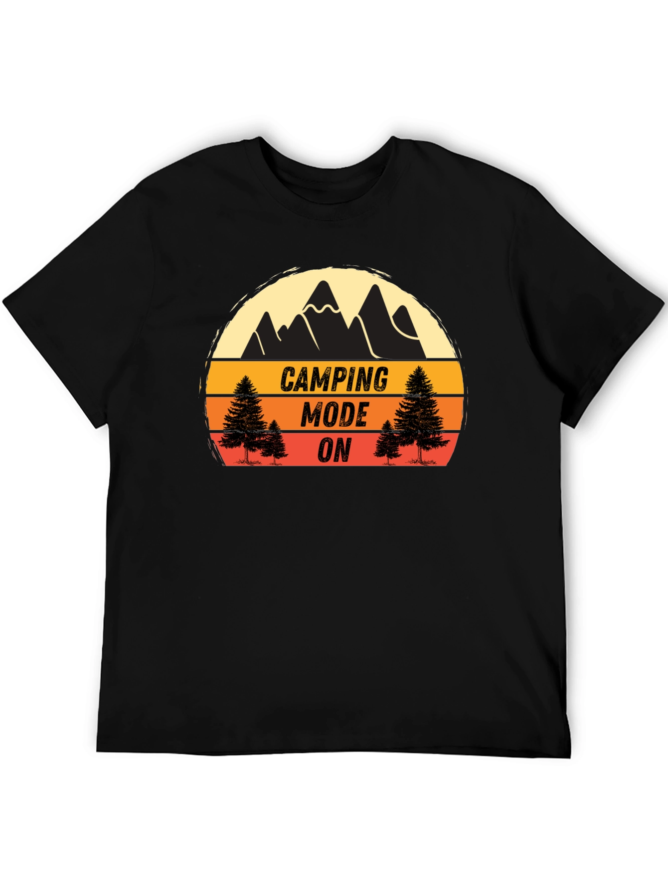 Camping Mode On Black T-Shirt