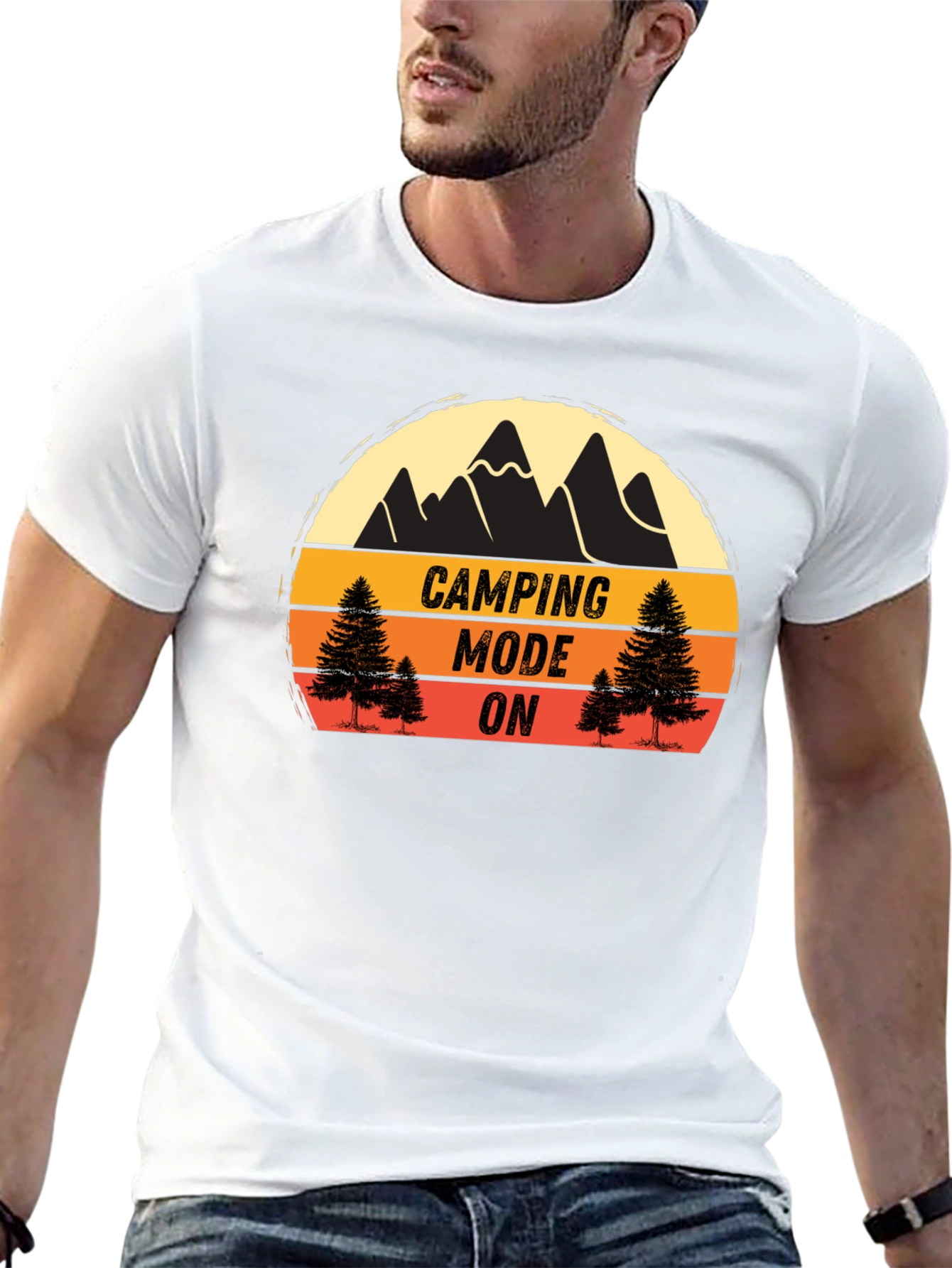 Camping Mode On Black T-Shirt