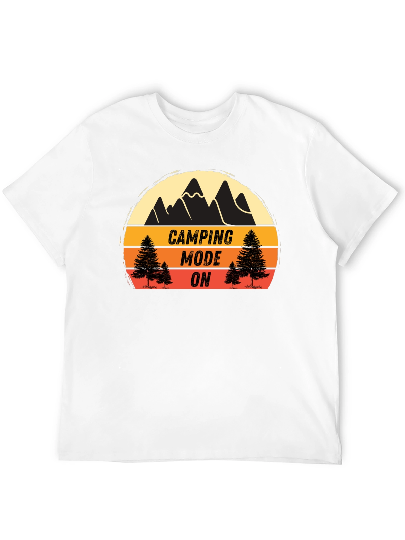 Camping Mode On Black T-Shirt