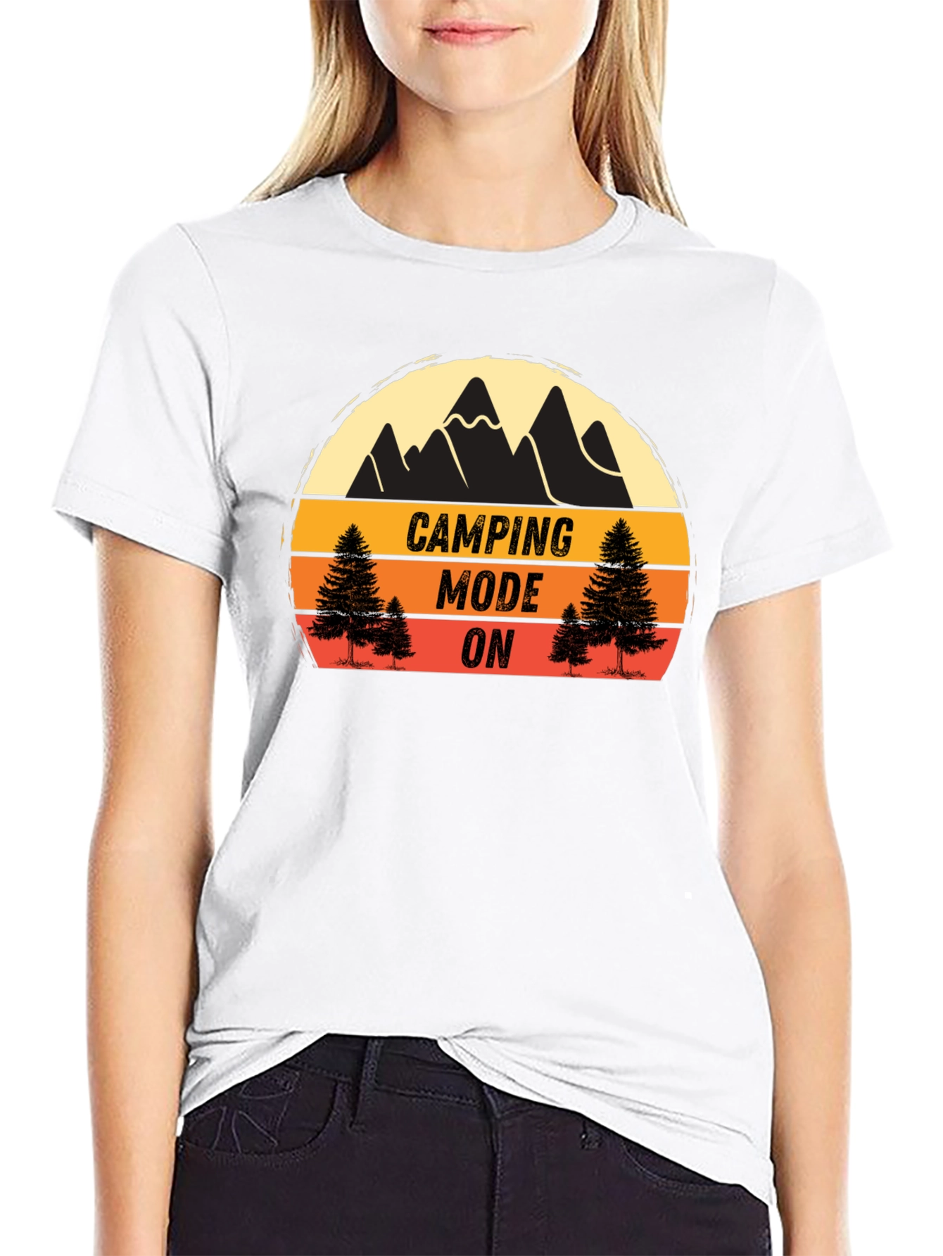 Camping Mode On Black T-Shirt