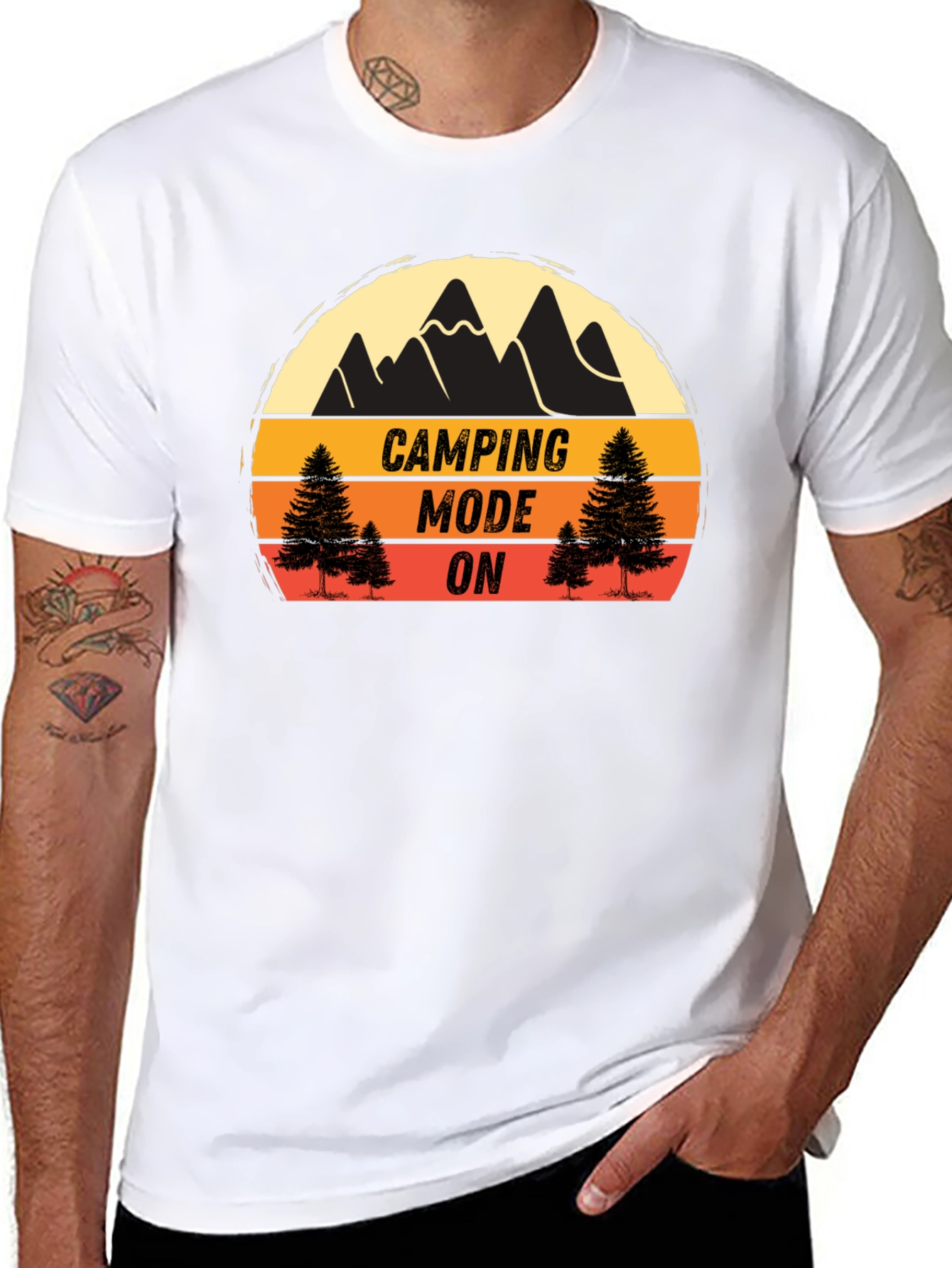 Camping Mode On Black T-Shirt