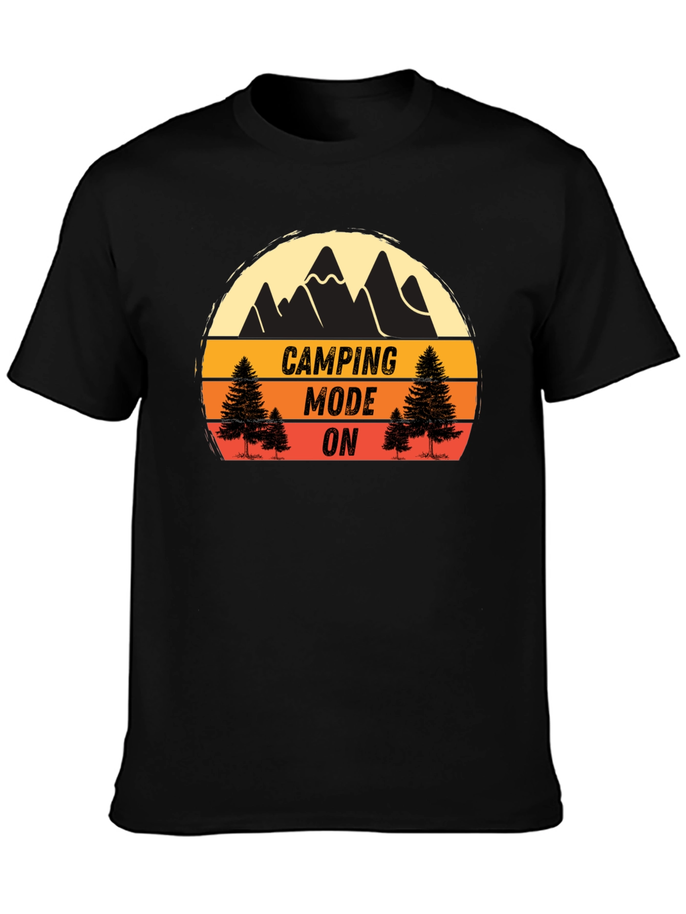 Camping Mode On Black T-Shirt