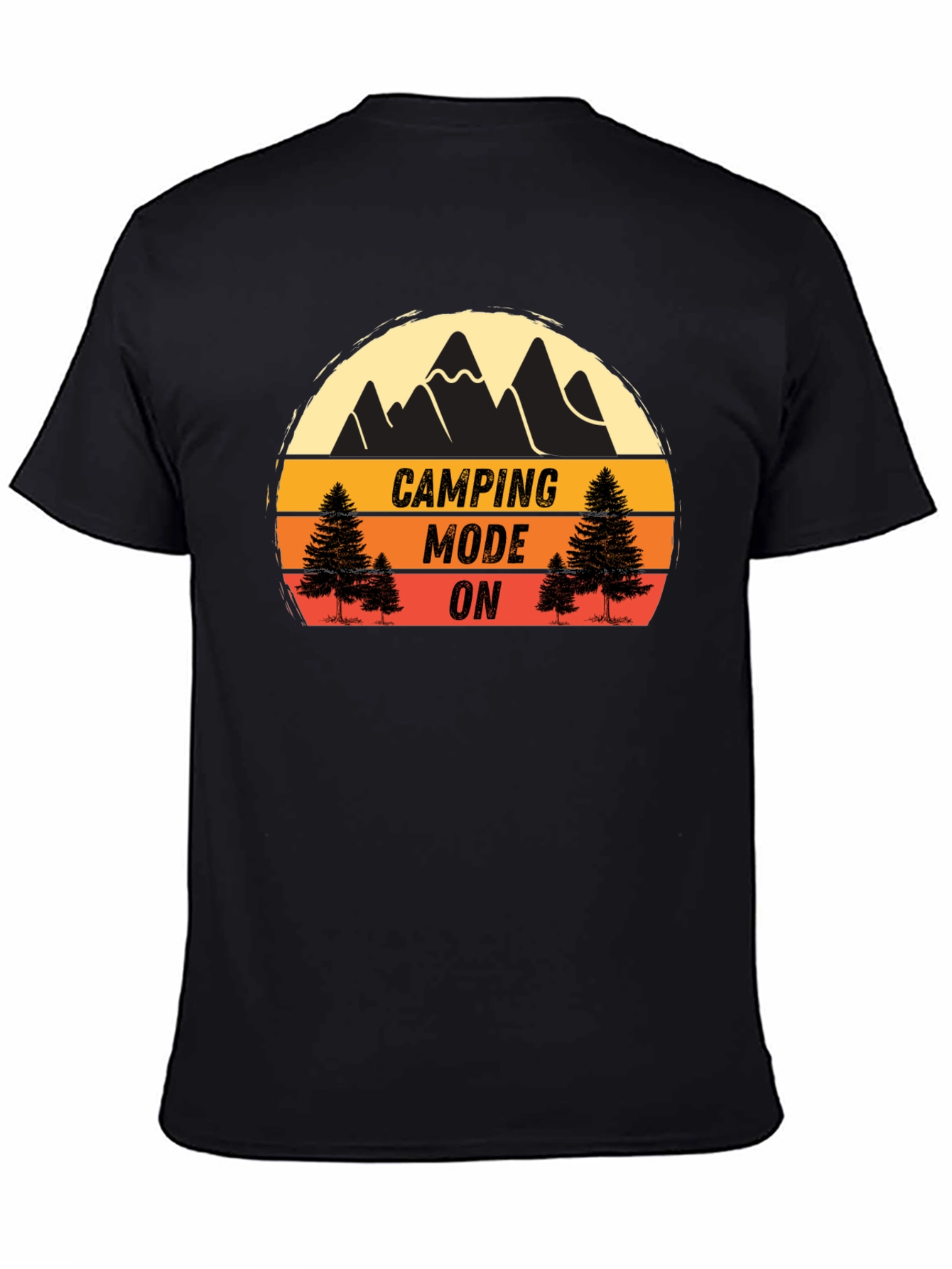 Camping Mode On Black T-Shirt