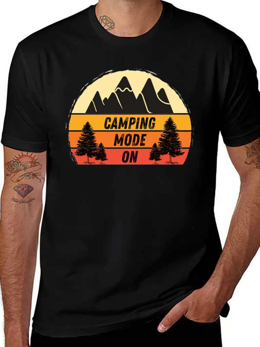Camping Mode On Black T-Shirt