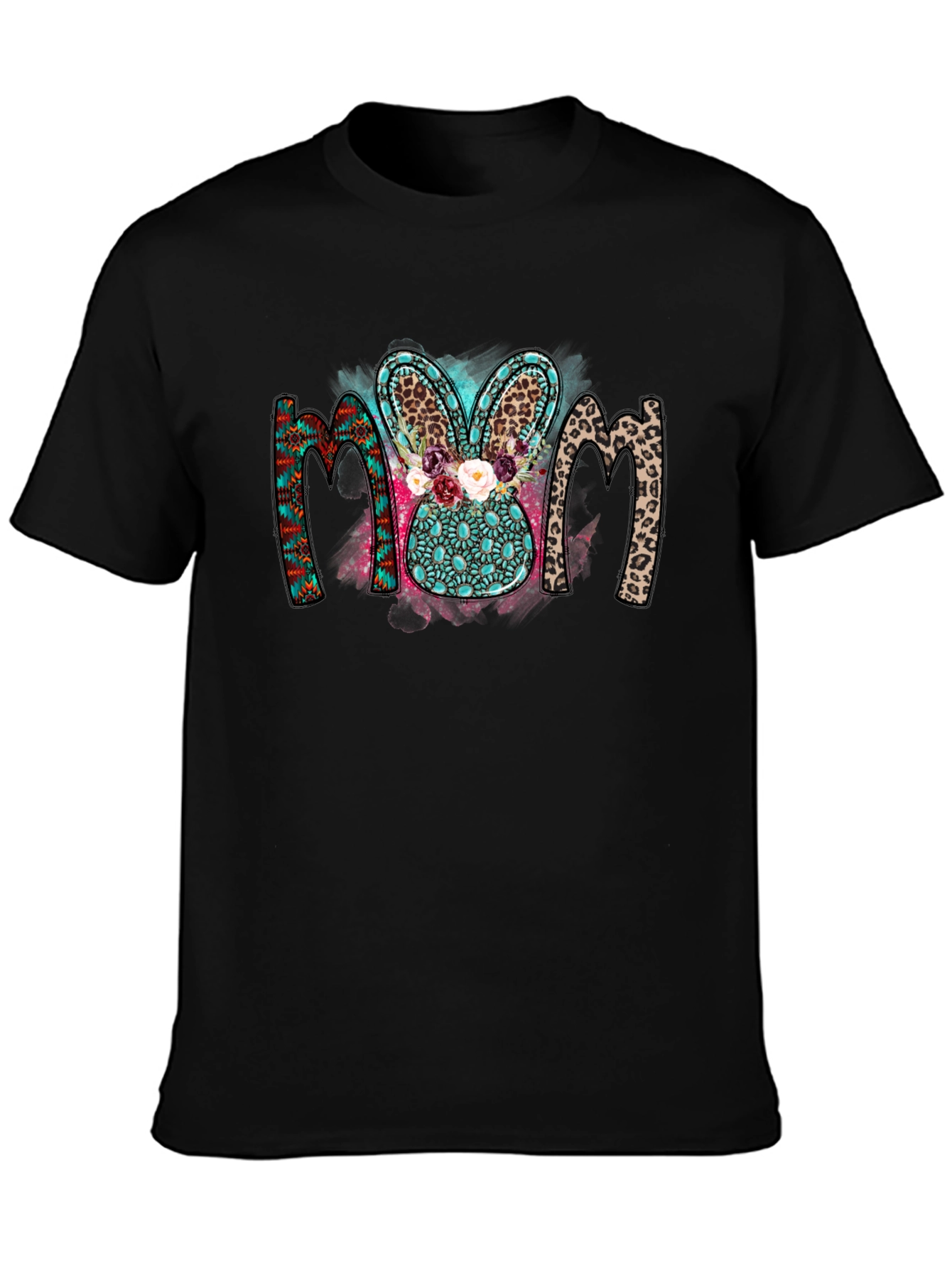 Mom Easter Bunny Graphic Tee - Black T-Shirt