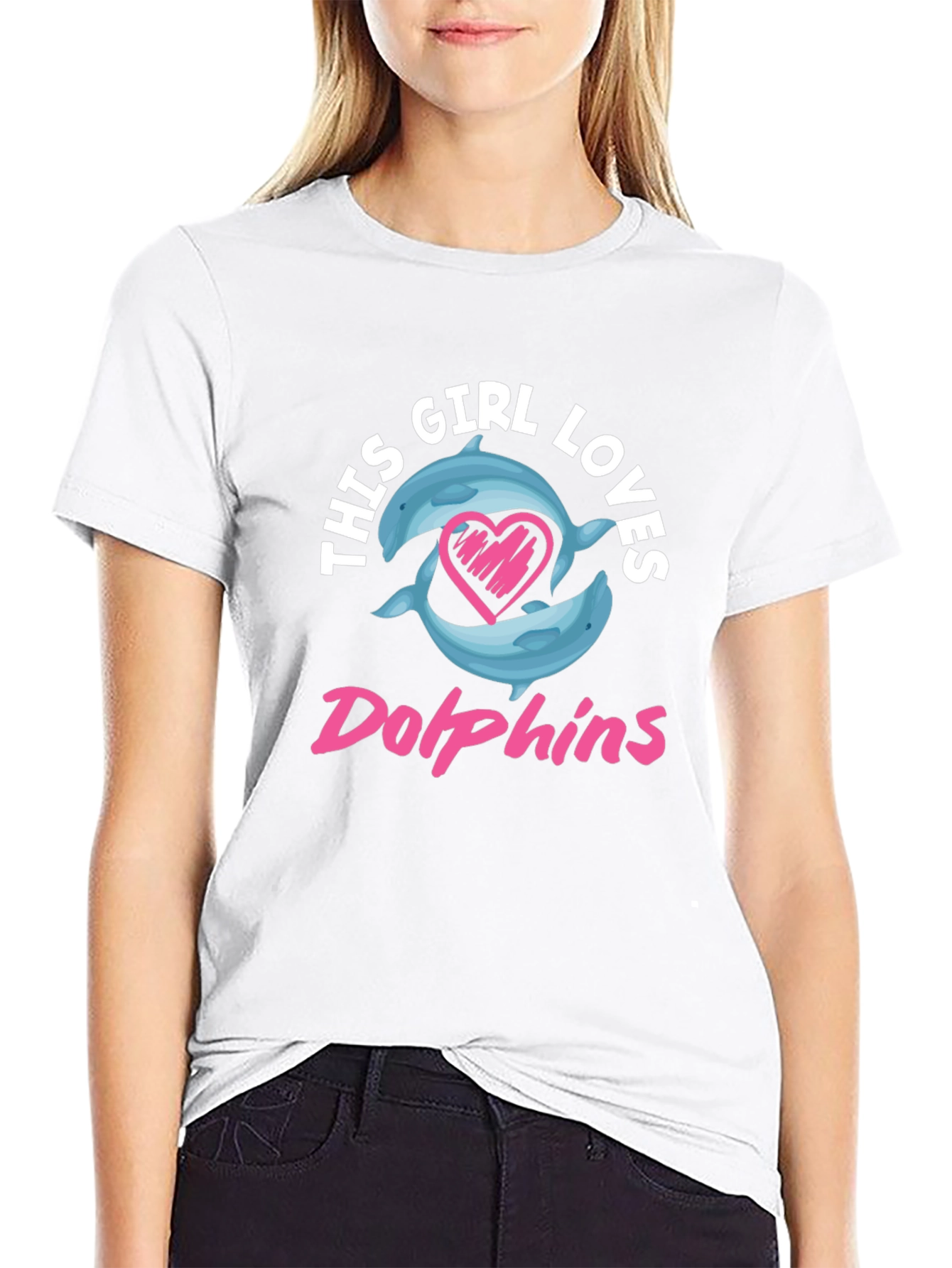 Girl Loves Dolphins T-Shirt - Graphic Tee