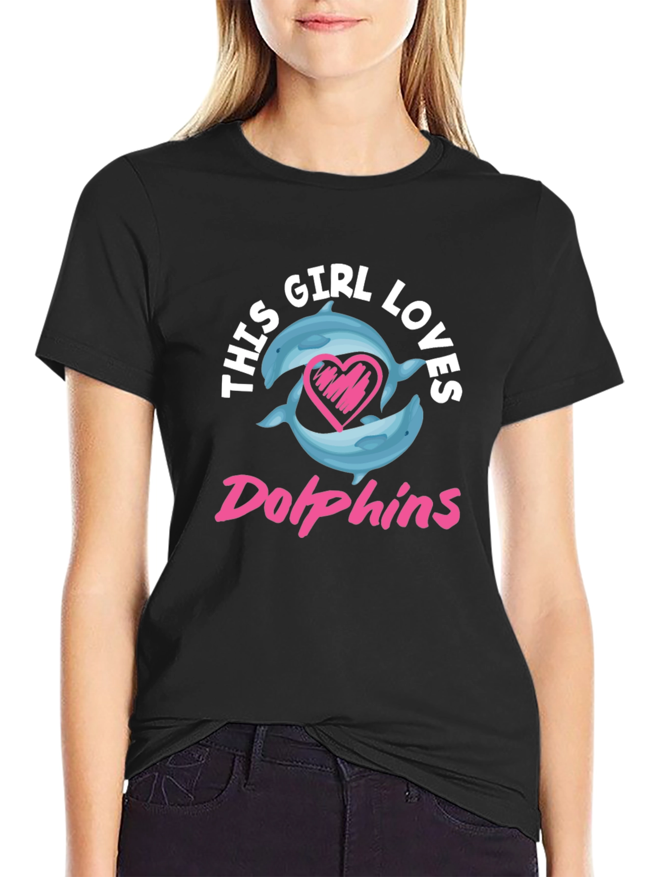 Girl Loves Dolphins T-Shirt - Graphic Tee