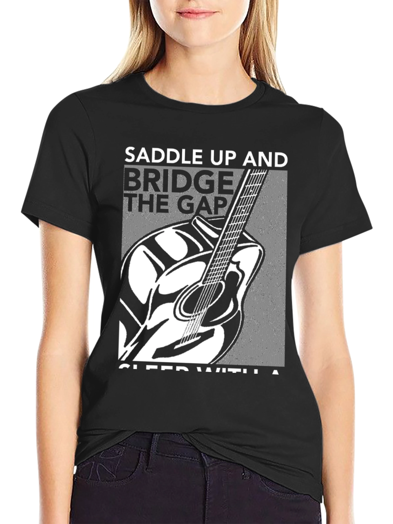 Saddle Up Guitar Graphic Black T-Shirt