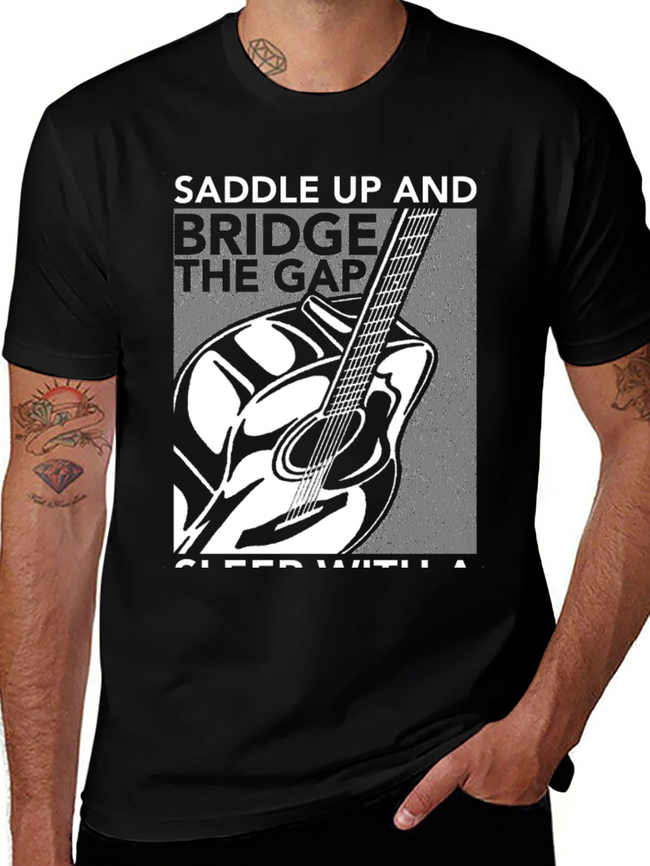 Saddle Up Guitar Graphic Black T-Shirt