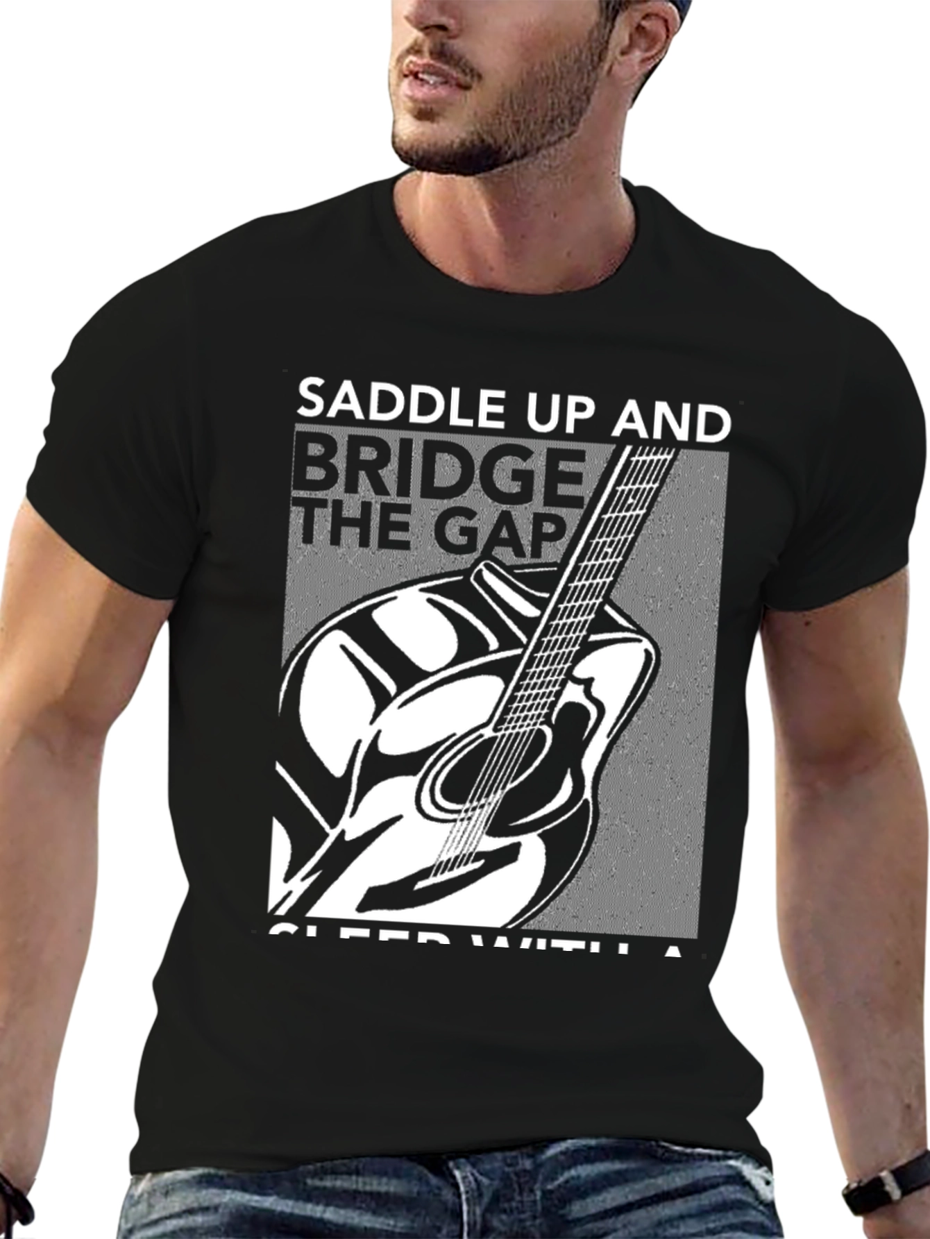 Saddle Up Guitar Graphic Black T-Shirt