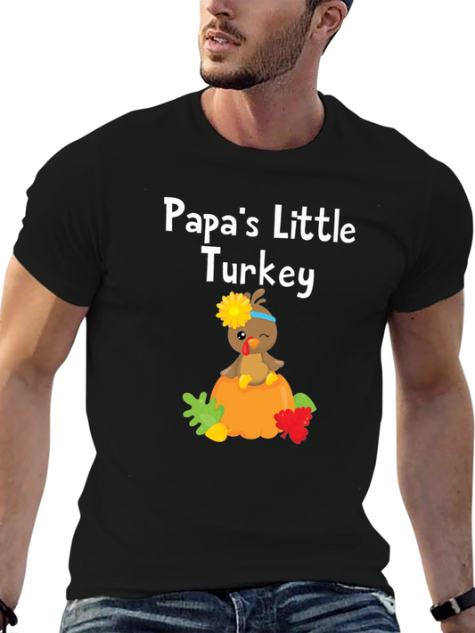 Papas Little Turkey Thanksgiving T-Shirt