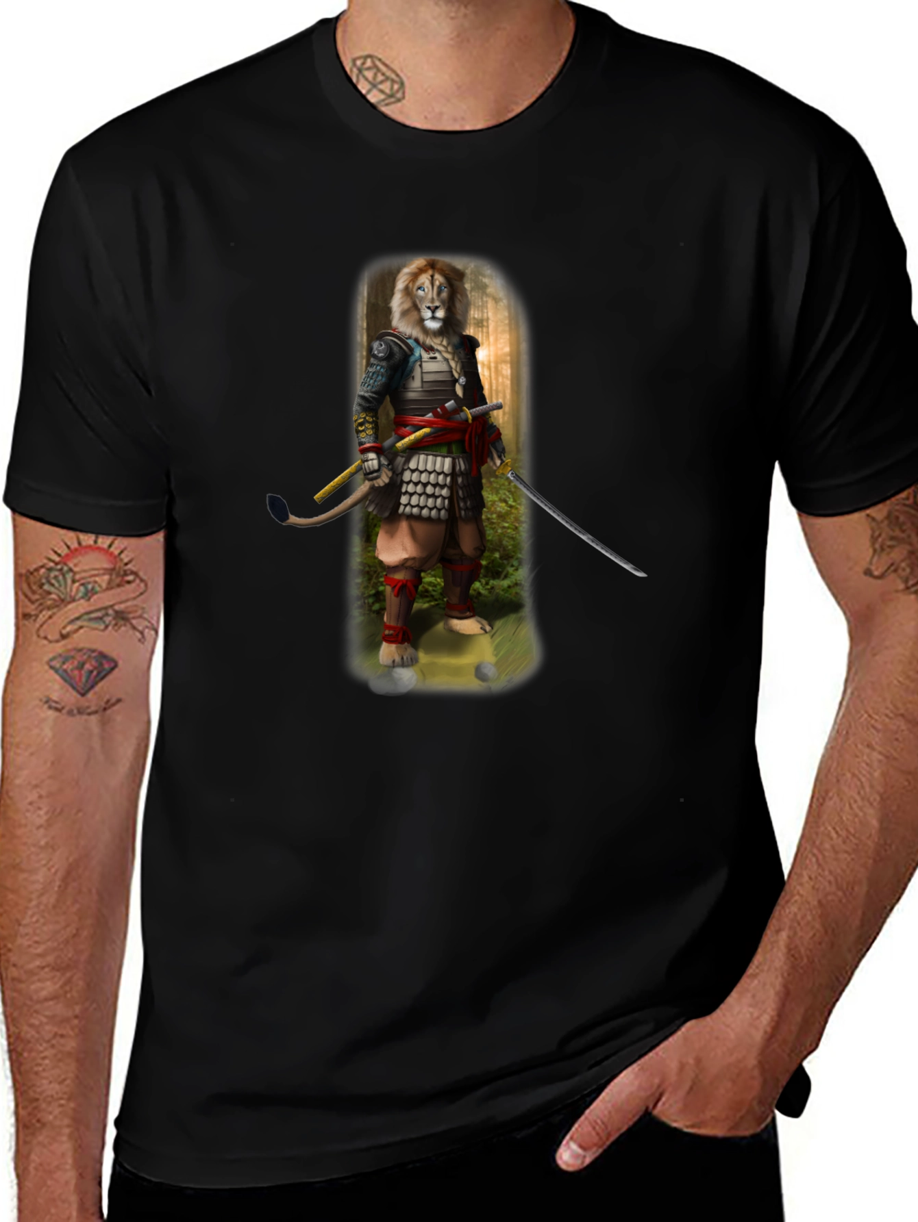 Lion Samurai Graphic T-Shirt - Unique Design