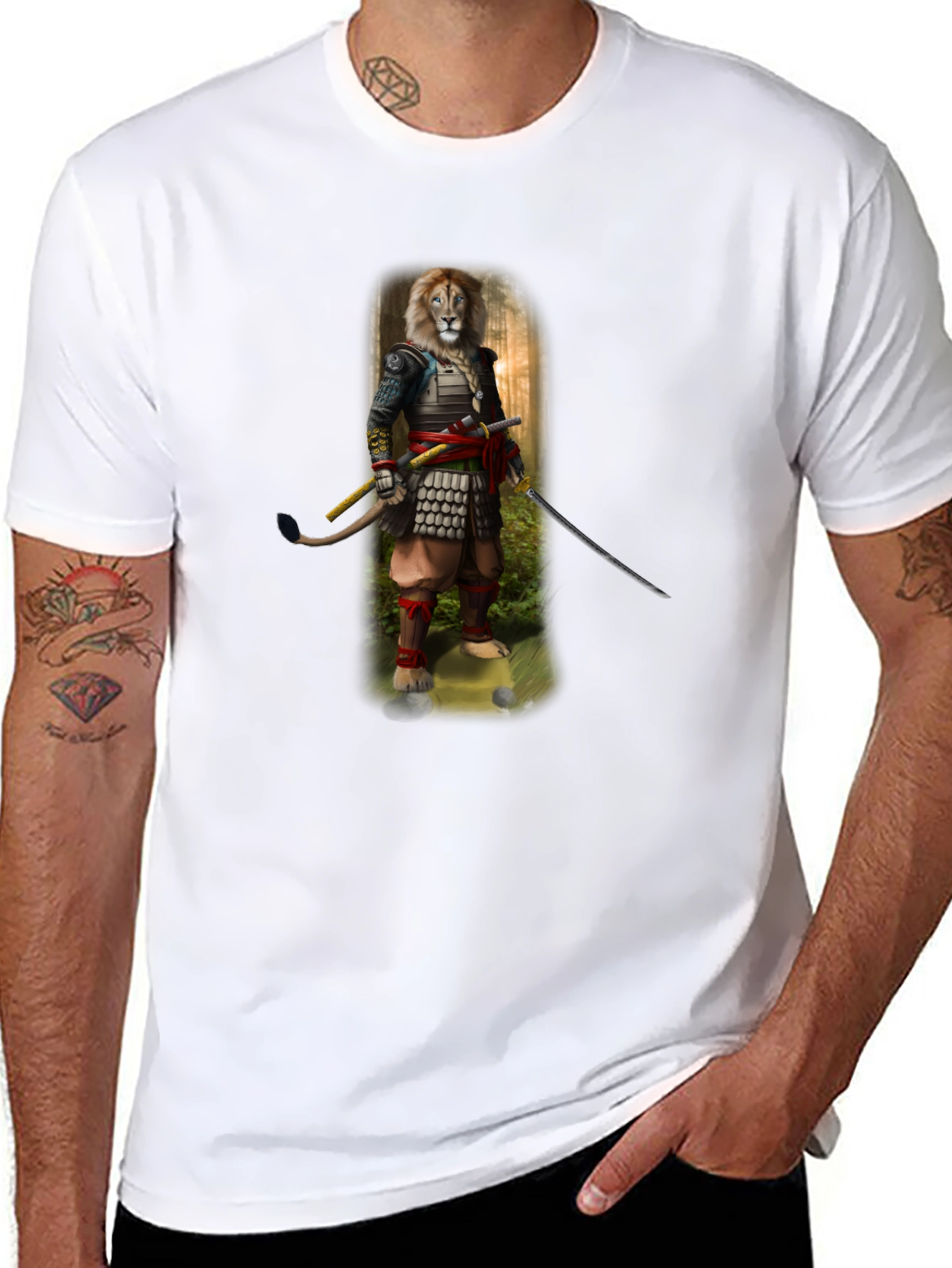 Lion Samurai Graphic T-Shirt - Unique Design