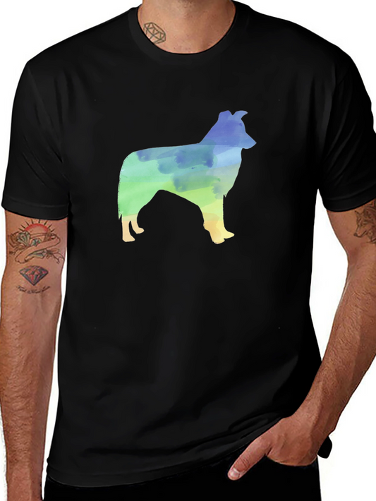 Watercolor Dog Silhouette Black T-Shirt