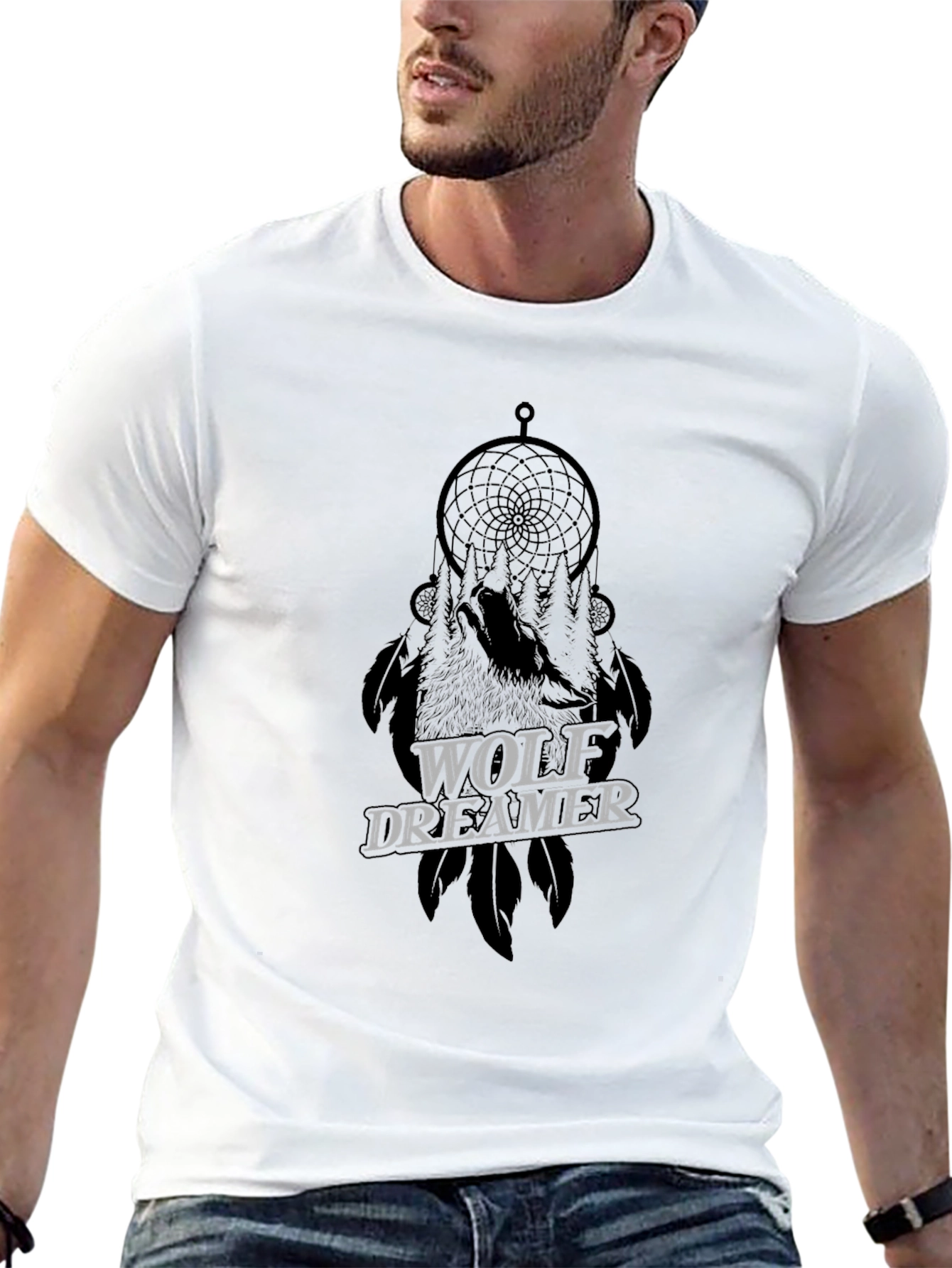 Wolf Dreamer Graphic Tee - Unisex Black T-Shirt