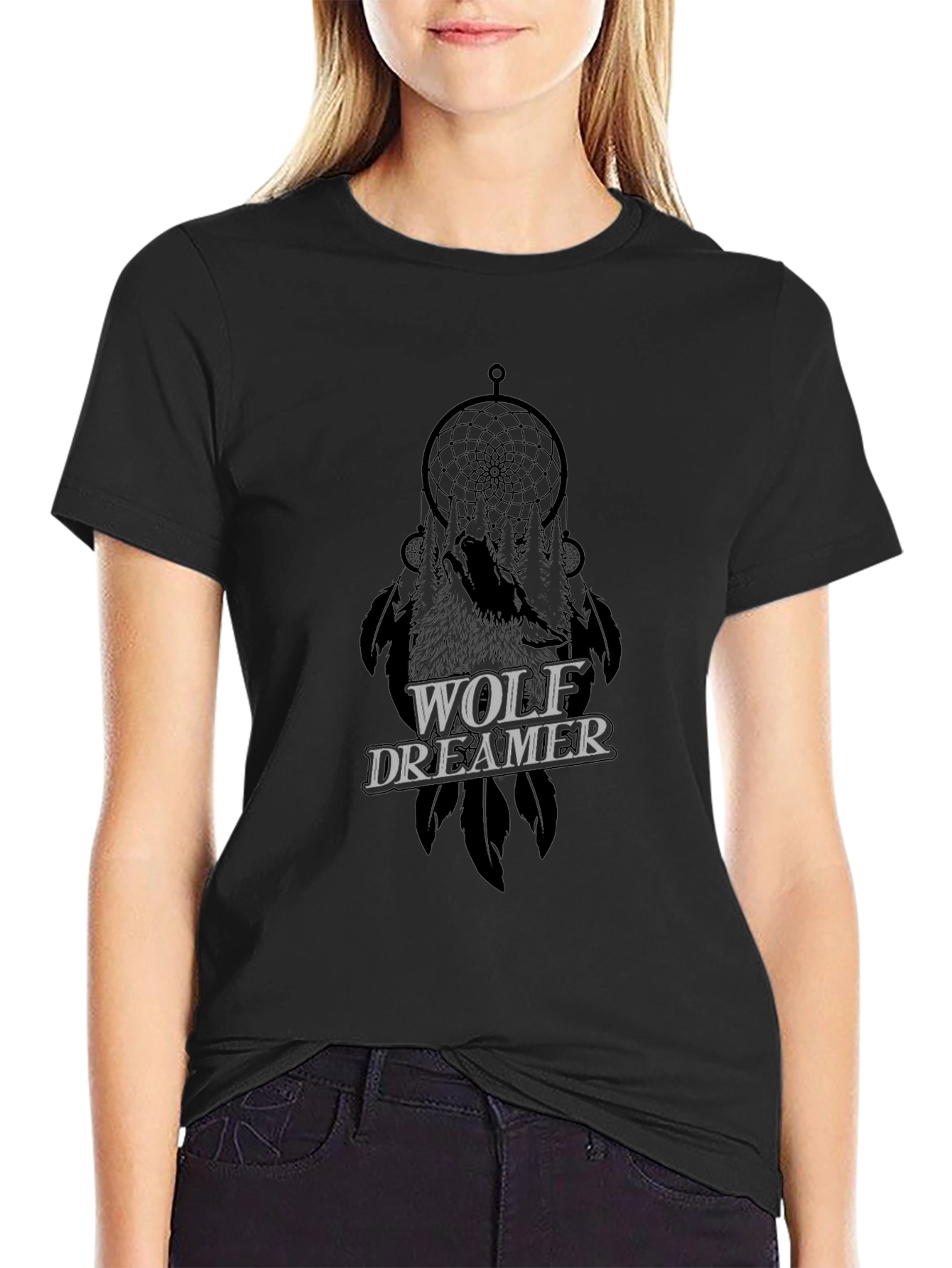 Wolf Dreamer Graphic Tee - Unisex Black T-Shirt