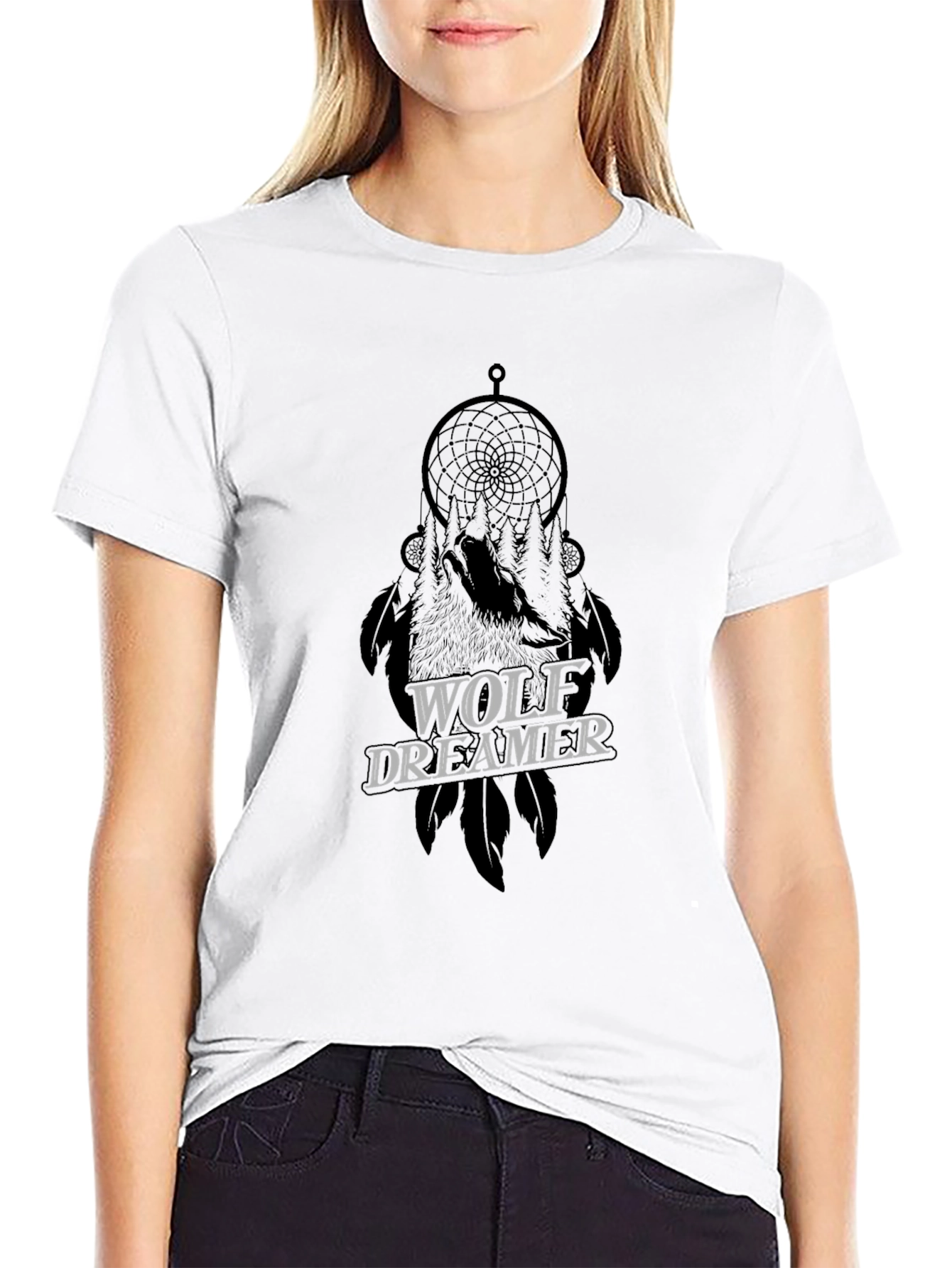 Wolf Dreamer Graphic Tee - Unisex Black T-Shirt