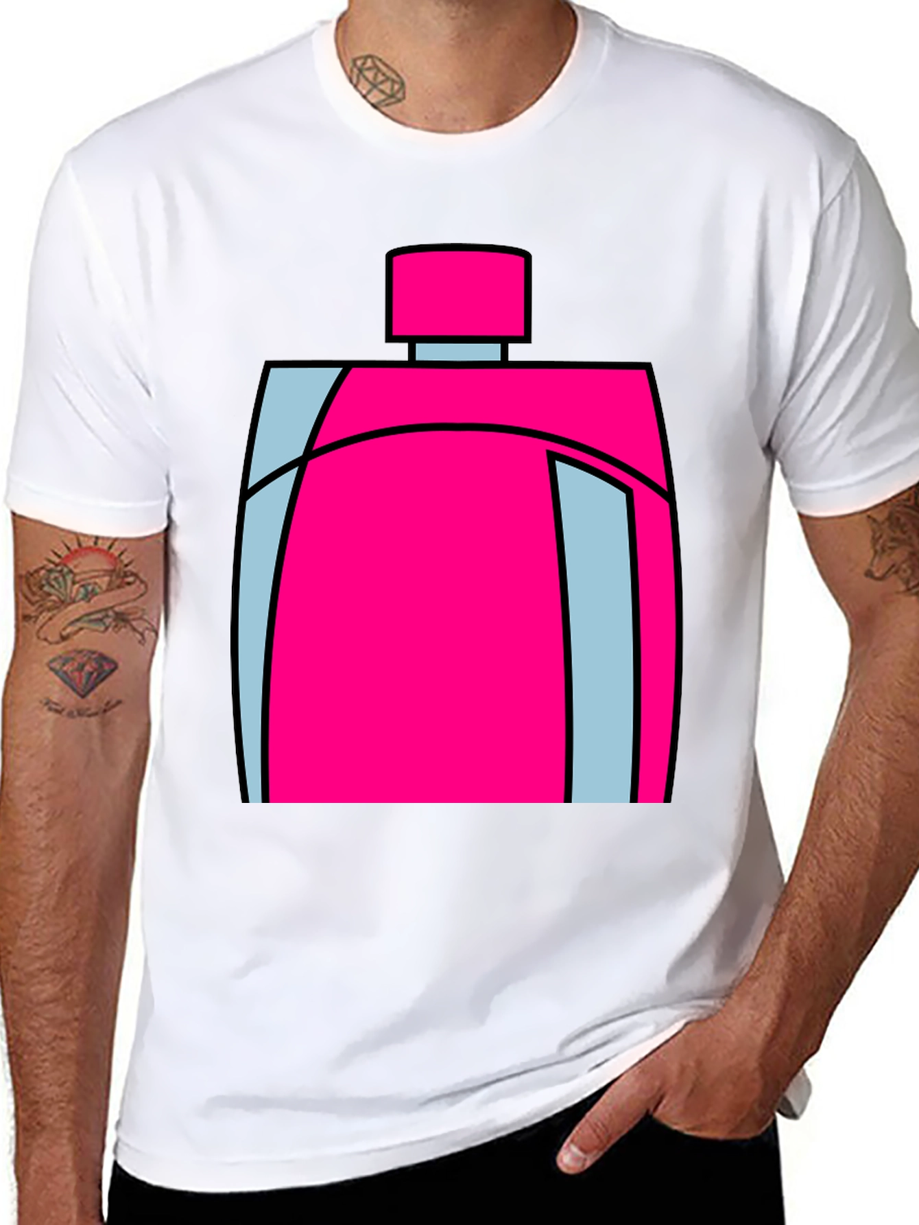 Funky Pink Perfume Bottle Graphic T-Shirt