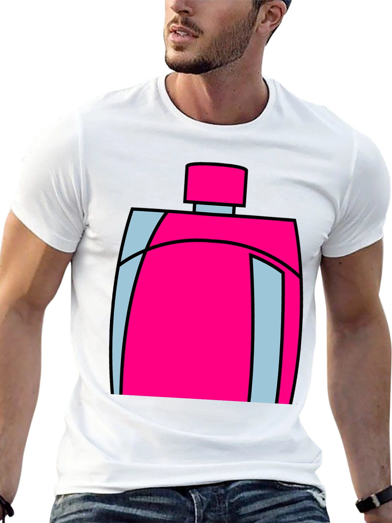 Funky Pink Perfume Bottle Graphic T-Shirt