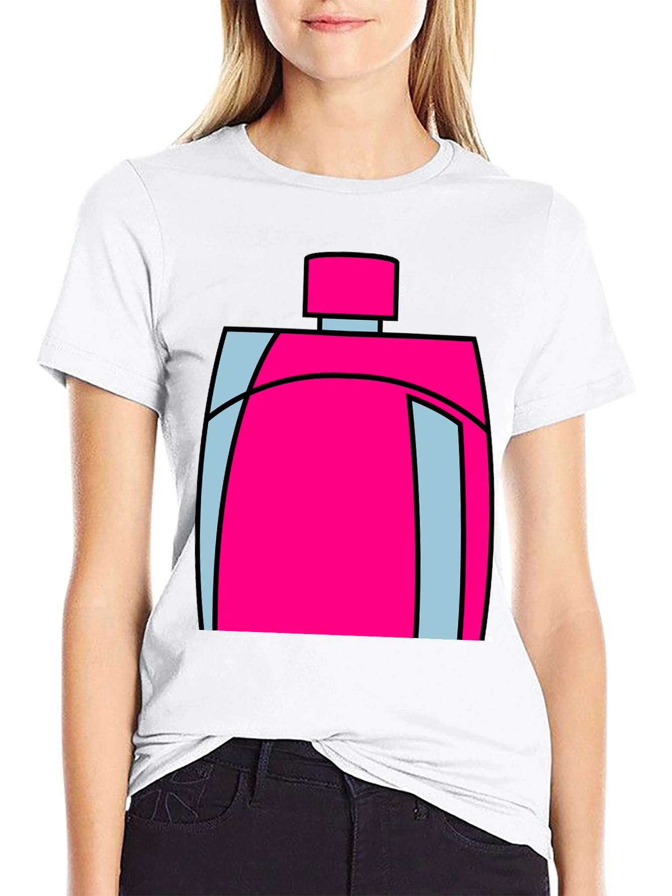 Funky Pink Perfume Bottle Graphic T-Shirt