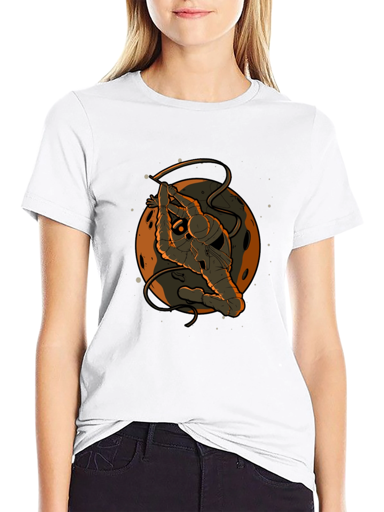 Astronaut in Space Black Graphic T-Shirt