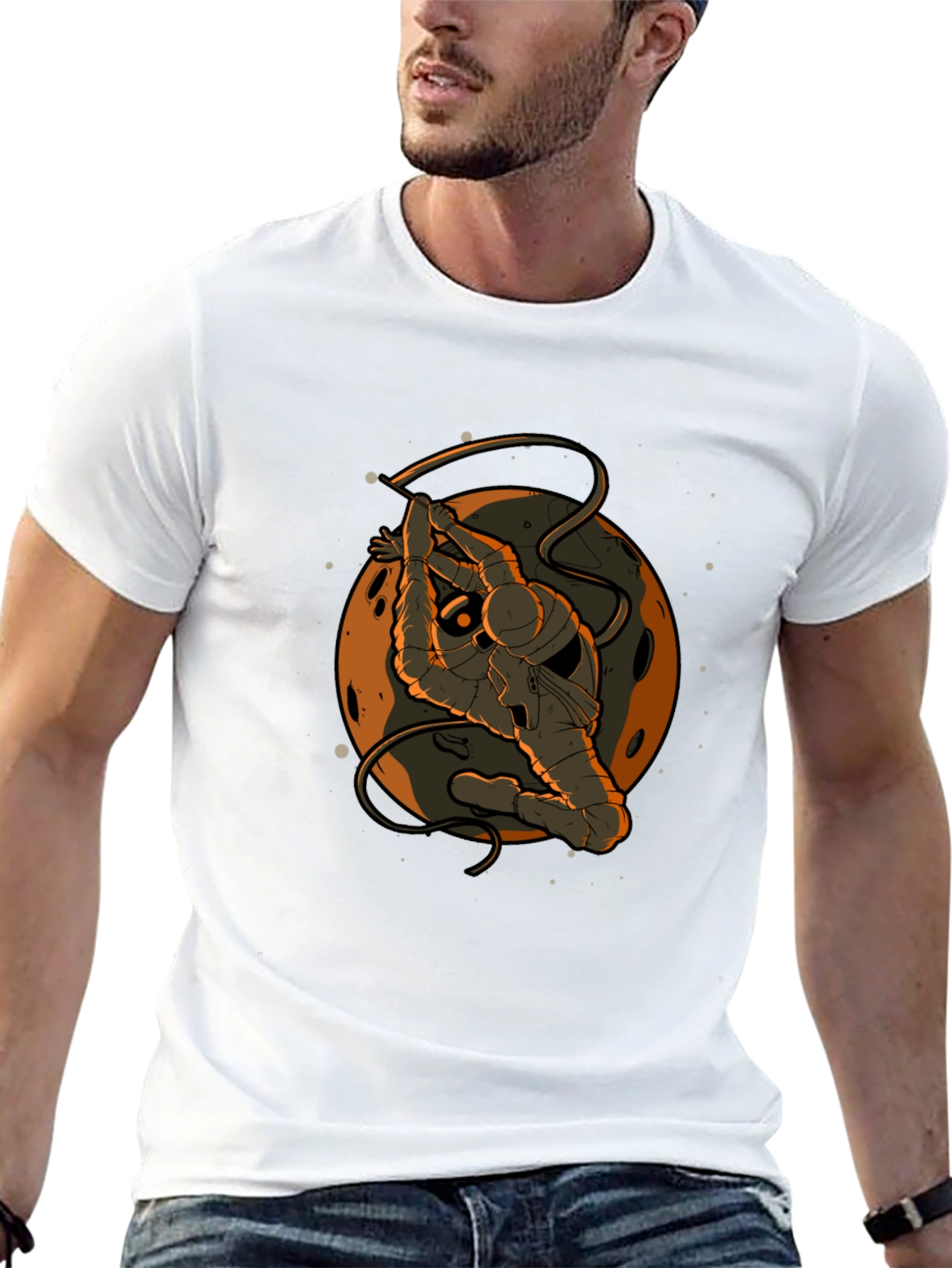 Astronaut in Space Black Graphic T-Shirt