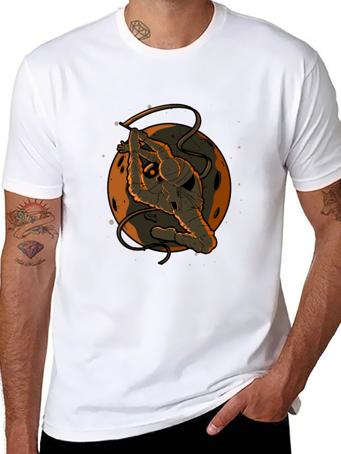 Astronaut in Space Black Graphic T-Shirt