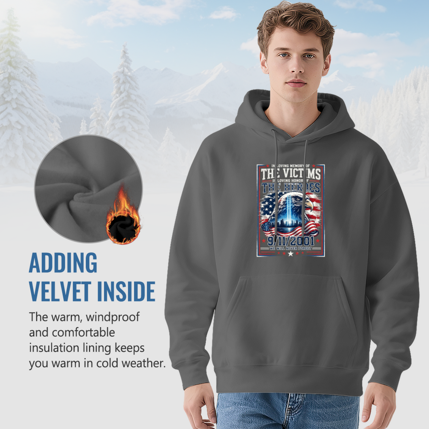 In Loving Memory Of Victims And Heroes 9/11 Vintage Poster Hoodie