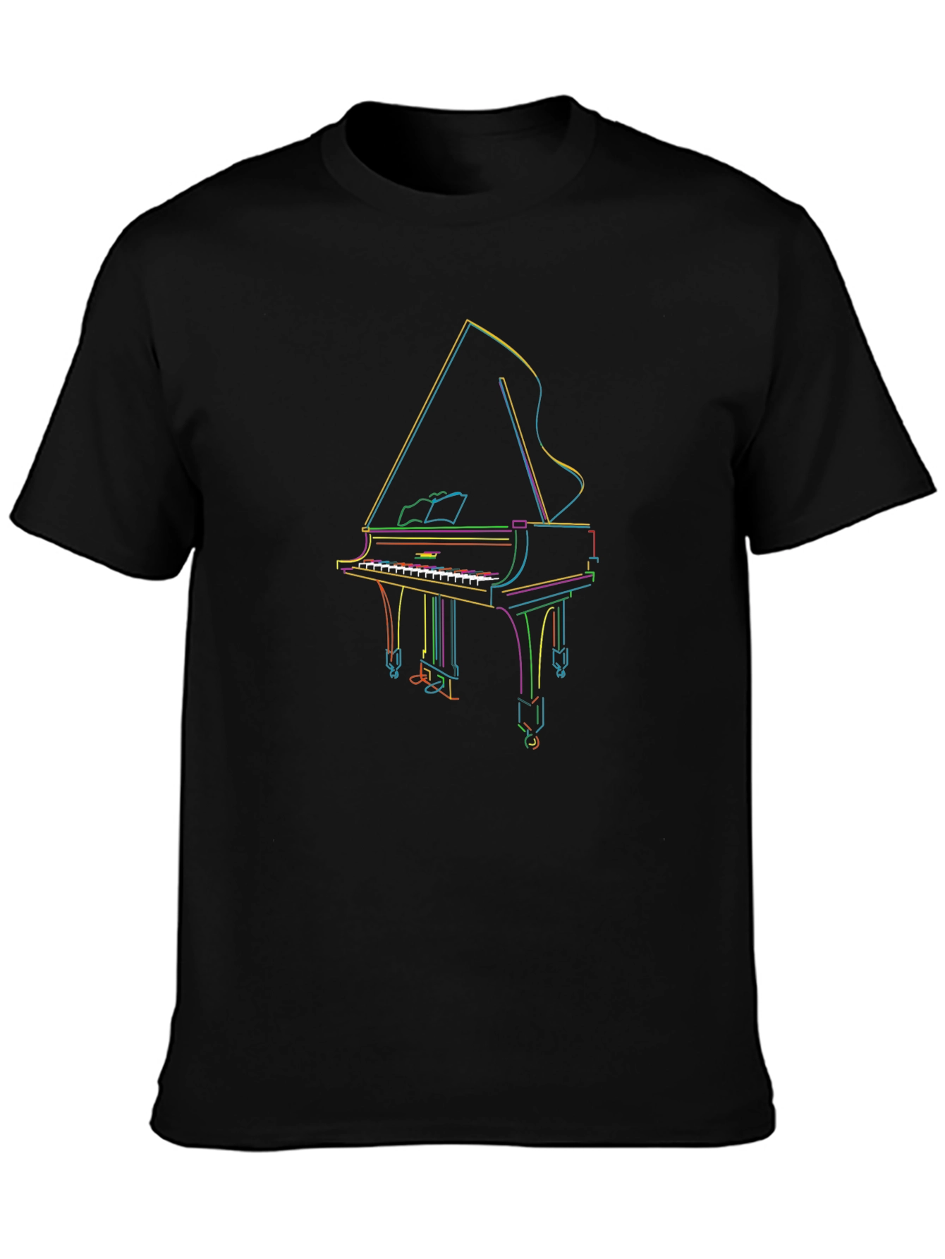 Grand Piano Outline T-Shirt - Music Lover Tee