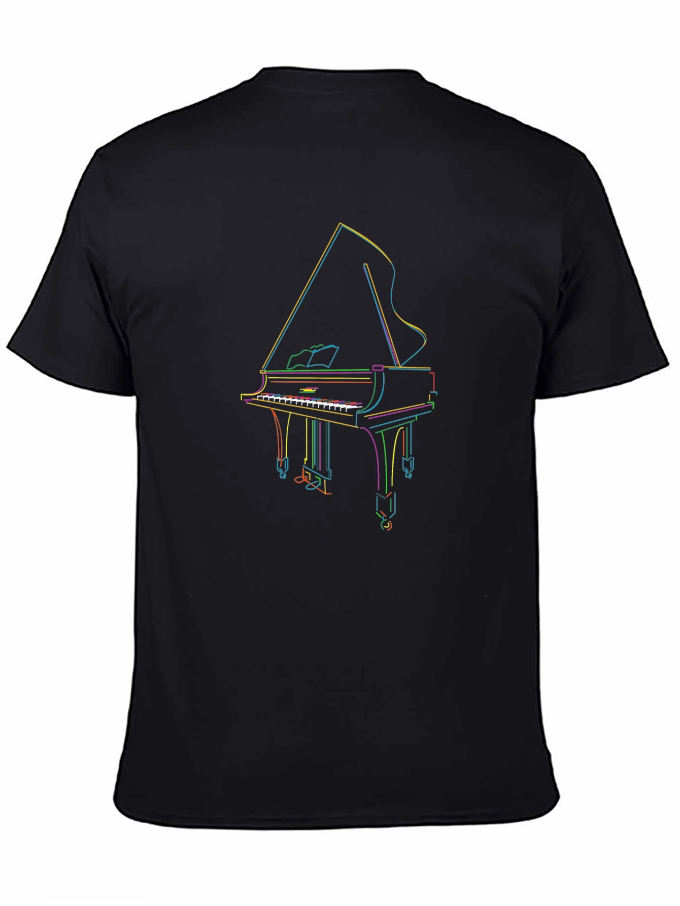 Grand Piano Outline T-Shirt - Music Lover Tee