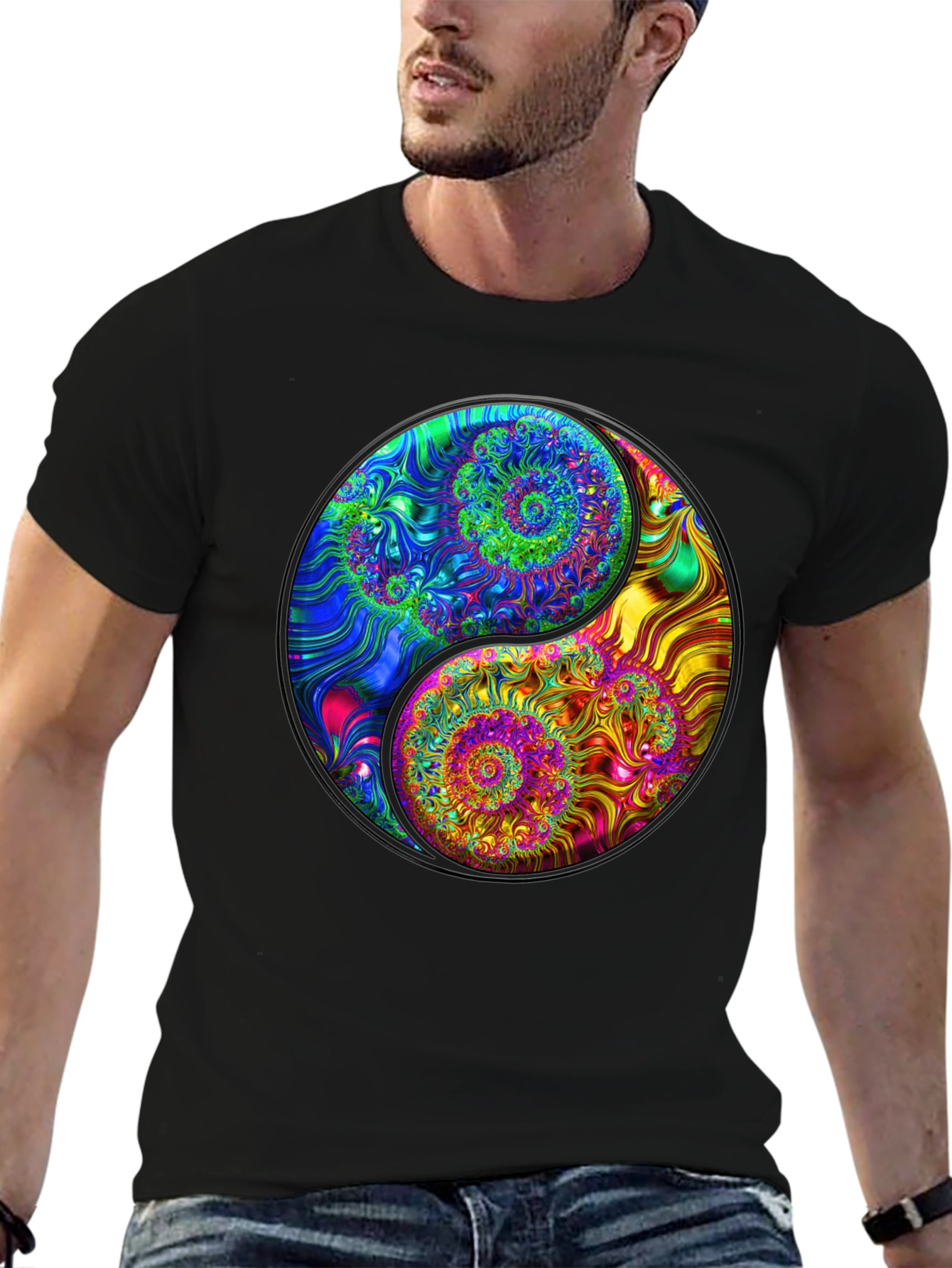 Yin Yang Spiral Fractal T-Shirt - Unique Graphic Tee