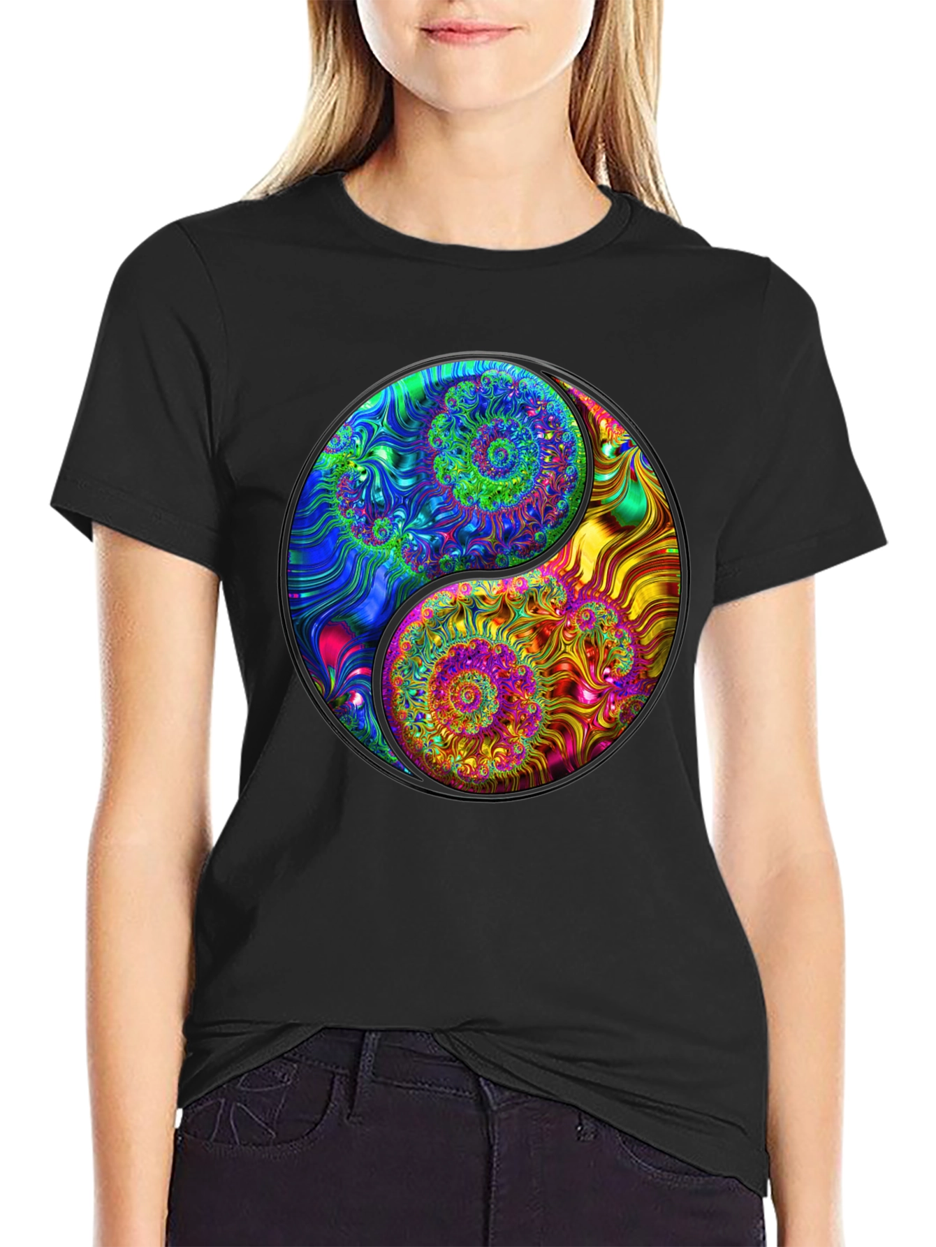 Yin Yang Spiral Fractal T-Shirt - Unique Graphic Tee