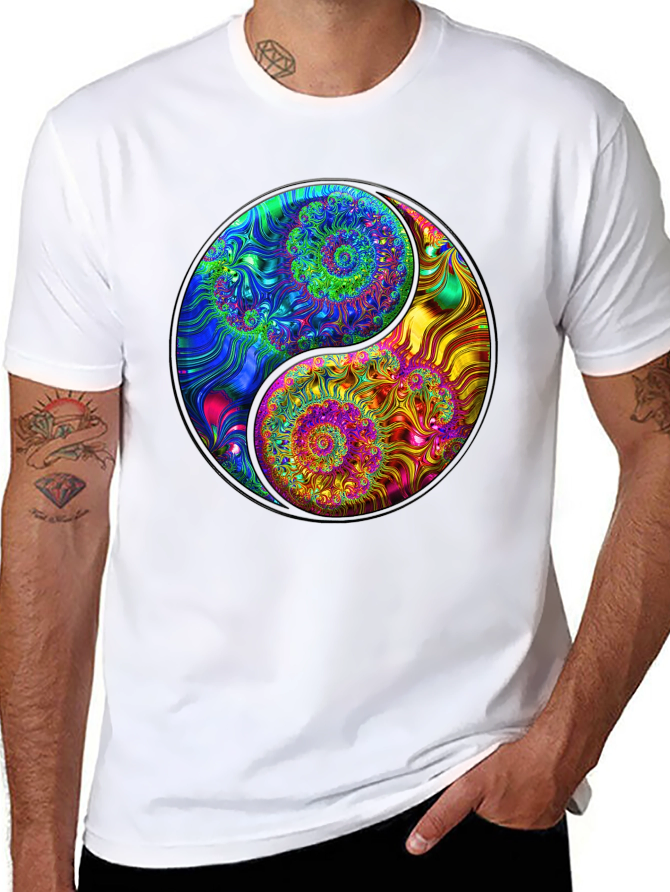 Yin Yang Spiral Fractal T-Shirt - Unique Graphic Tee