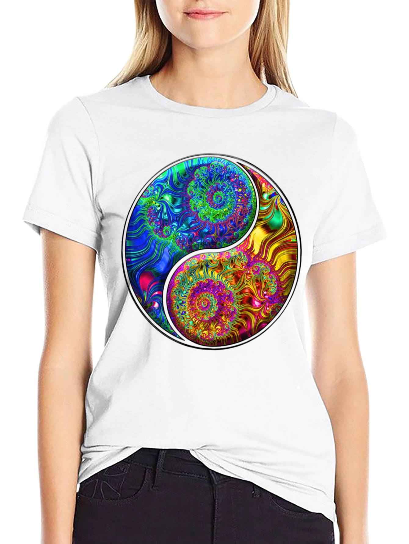 Yin Yang Spiral Fractal T-Shirt - Unique Graphic Tee