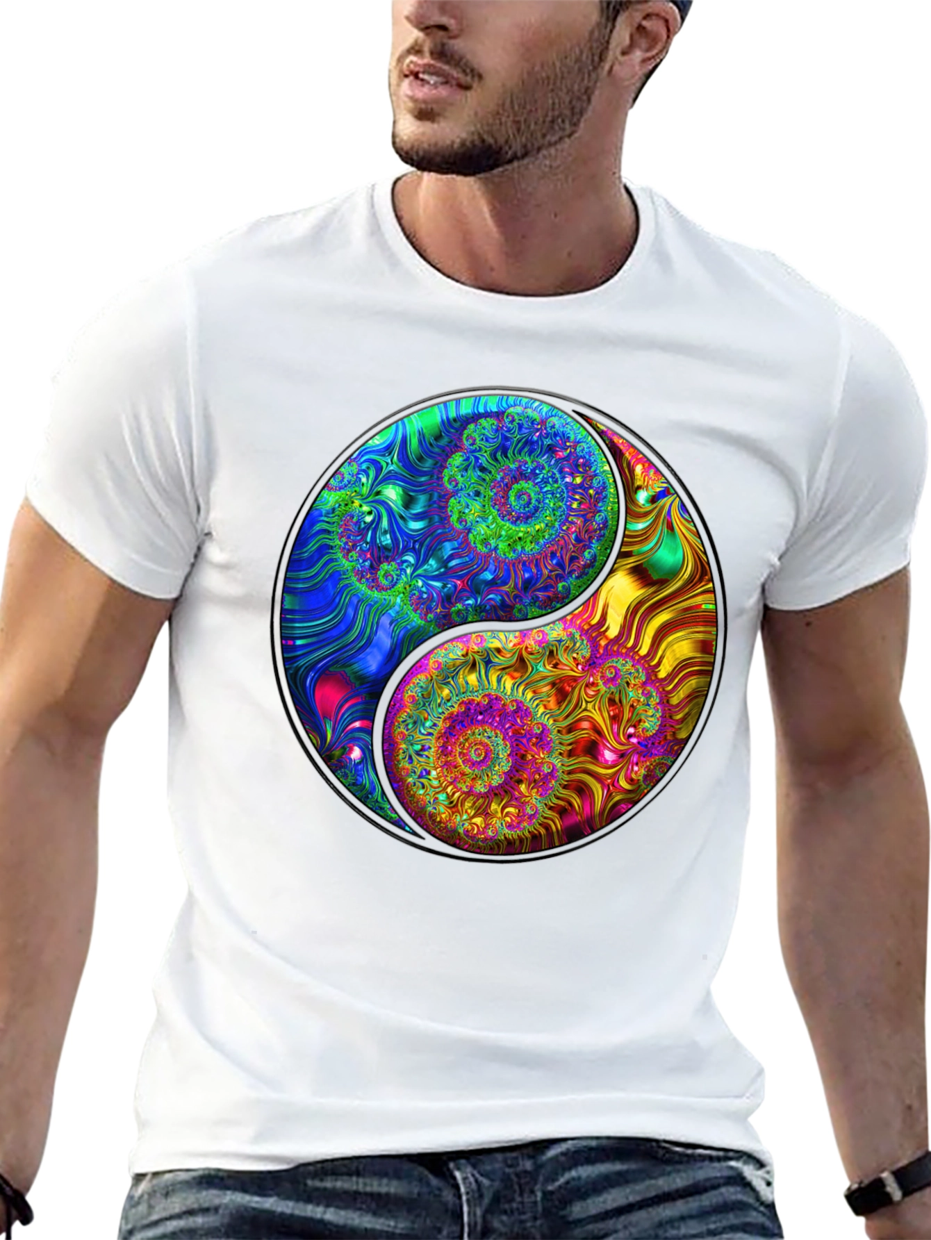 Yin Yang Spiral Fractal T-Shirt - Unique Graphic Tee