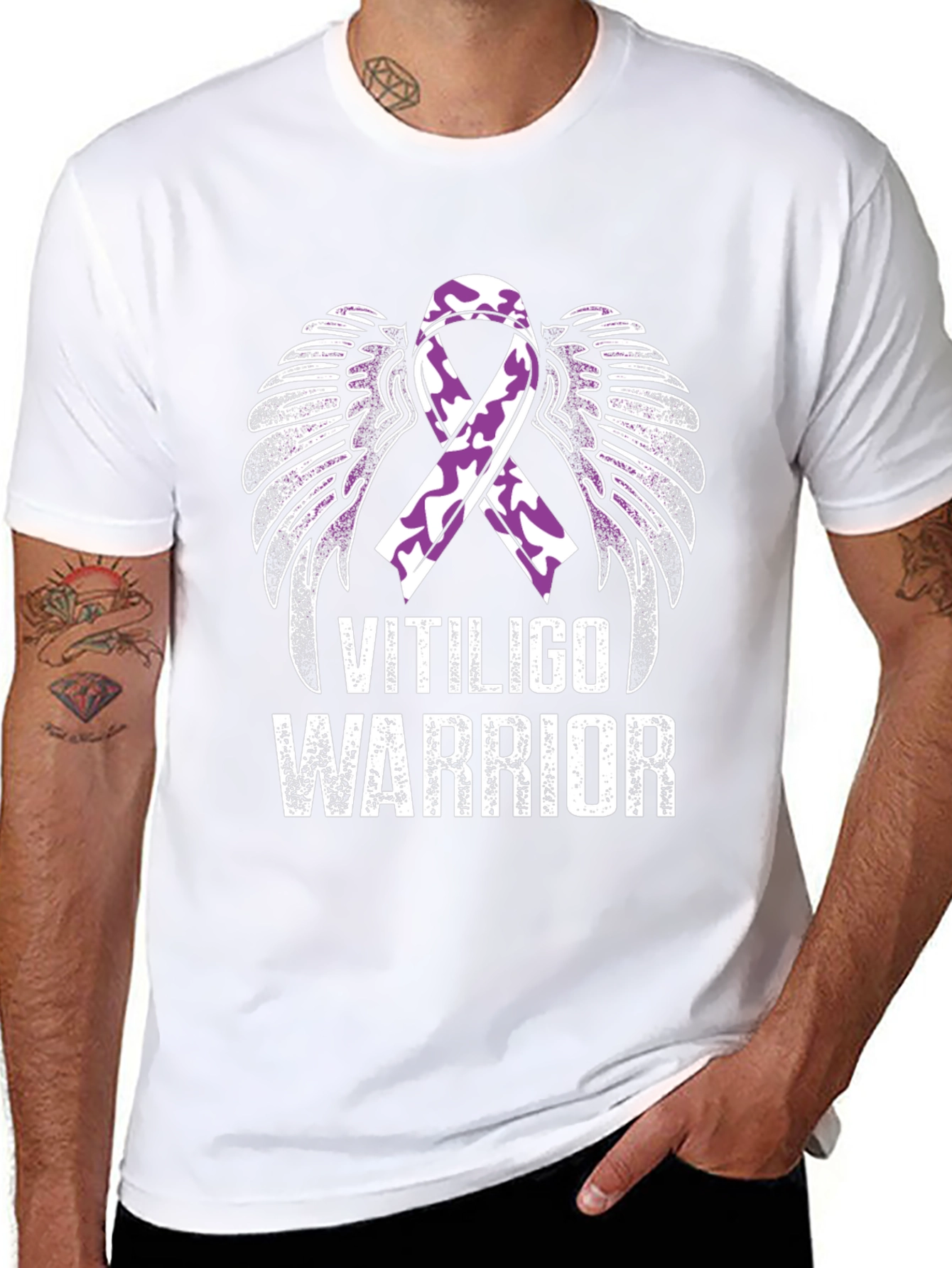 Vitiligo Warrior Ribbon Wings T-Shirt